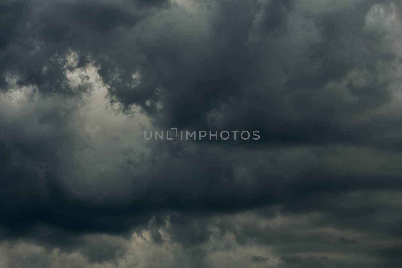 gray incoming storm clouds dark closeup backdrop, captured on 100 mm telephoto lens