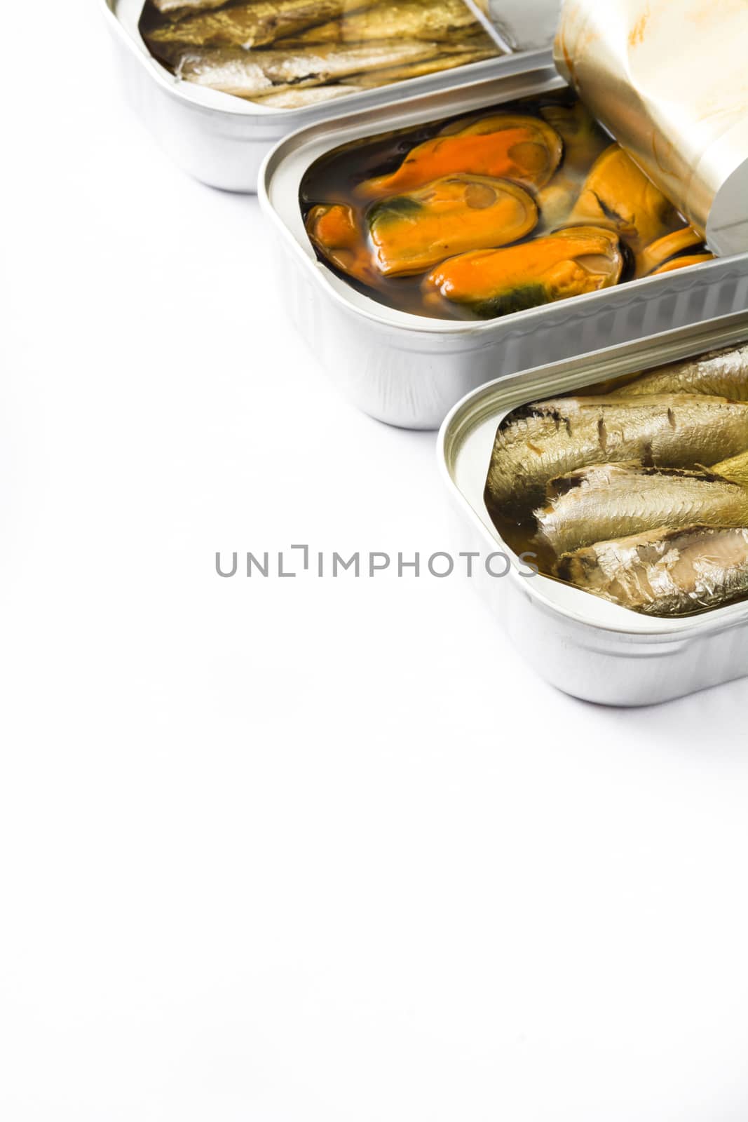 Cans of preserves isolated on white background