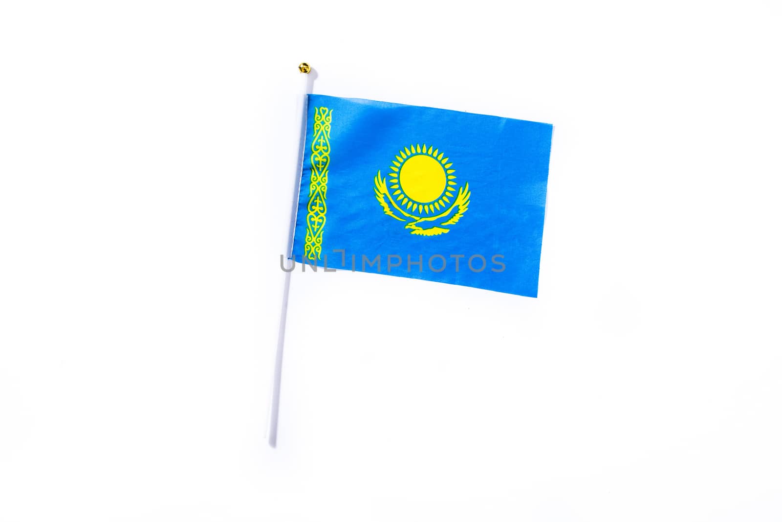Kazakh flag isolated on white background