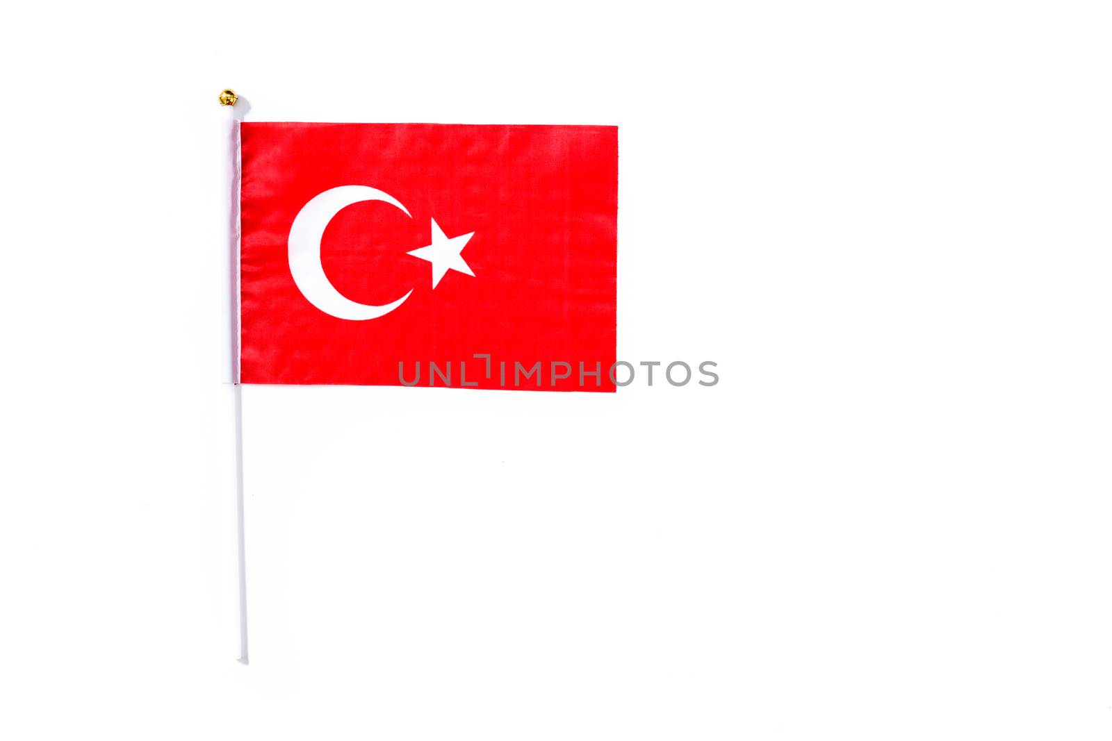 Turkey flag isolated on white background. Copyspace