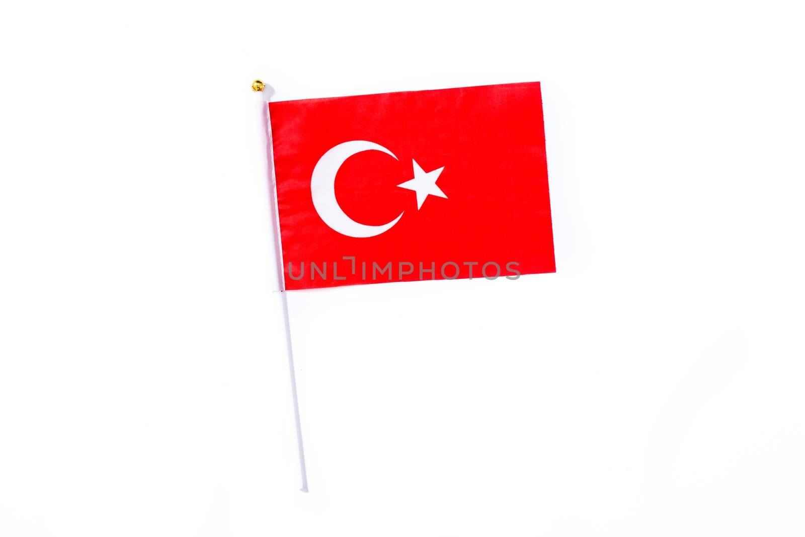 Turkey flag isolated on white background. Copyspace