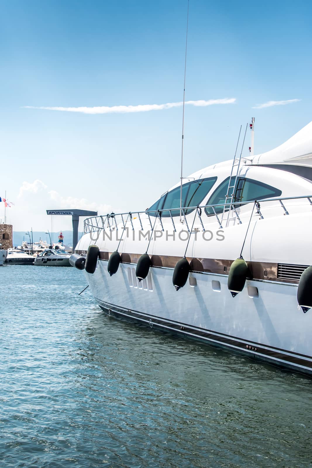 Saint-Tropez and its fishing port and its yachts in summer in France