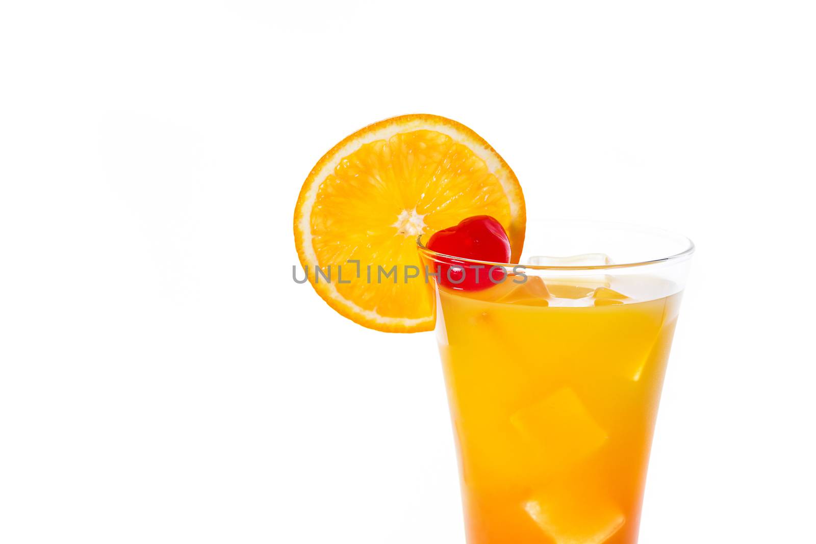 Tequila sunrise cocktail isolated on white background