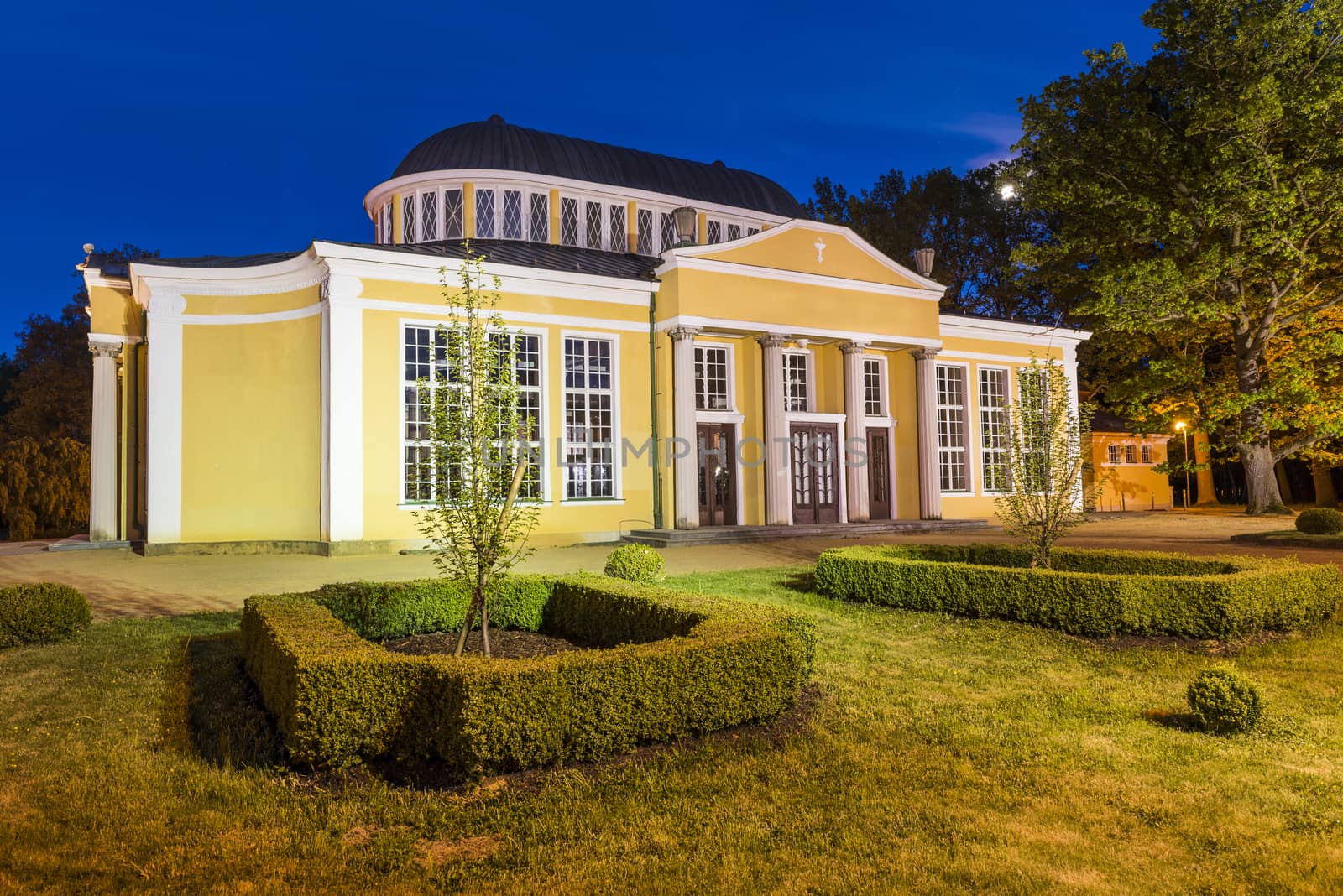 Glauber Pavilion which houses Glauber mineral springs in Frantiskovy Lazne Spa town in the North Czech Republic.