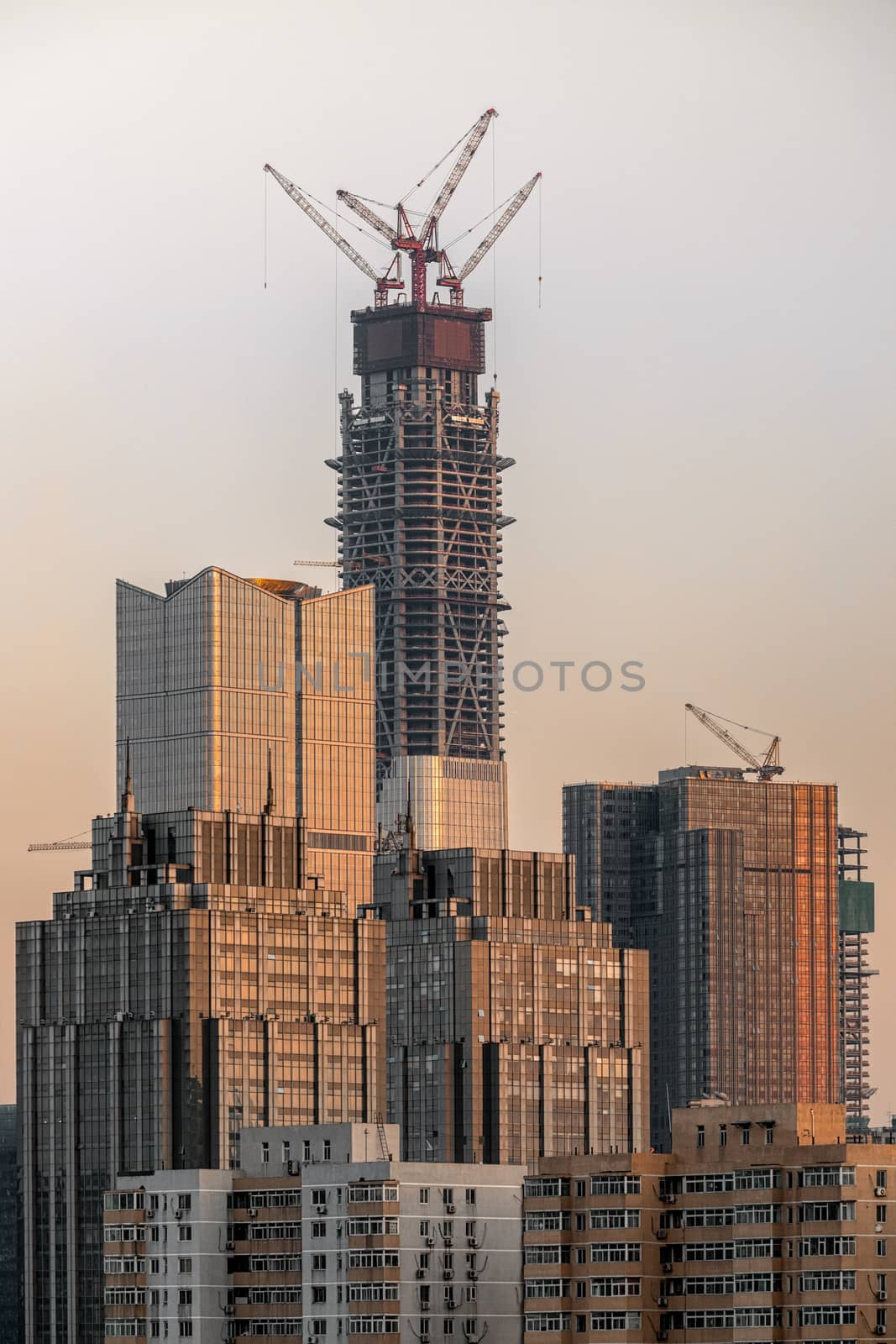 Early morning cityscape of Beijing as background texture