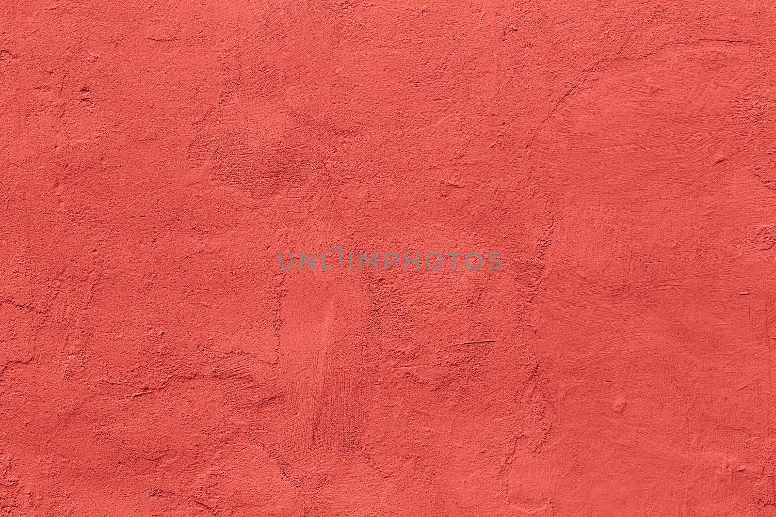 flat live coral color plaster wall matte texture.