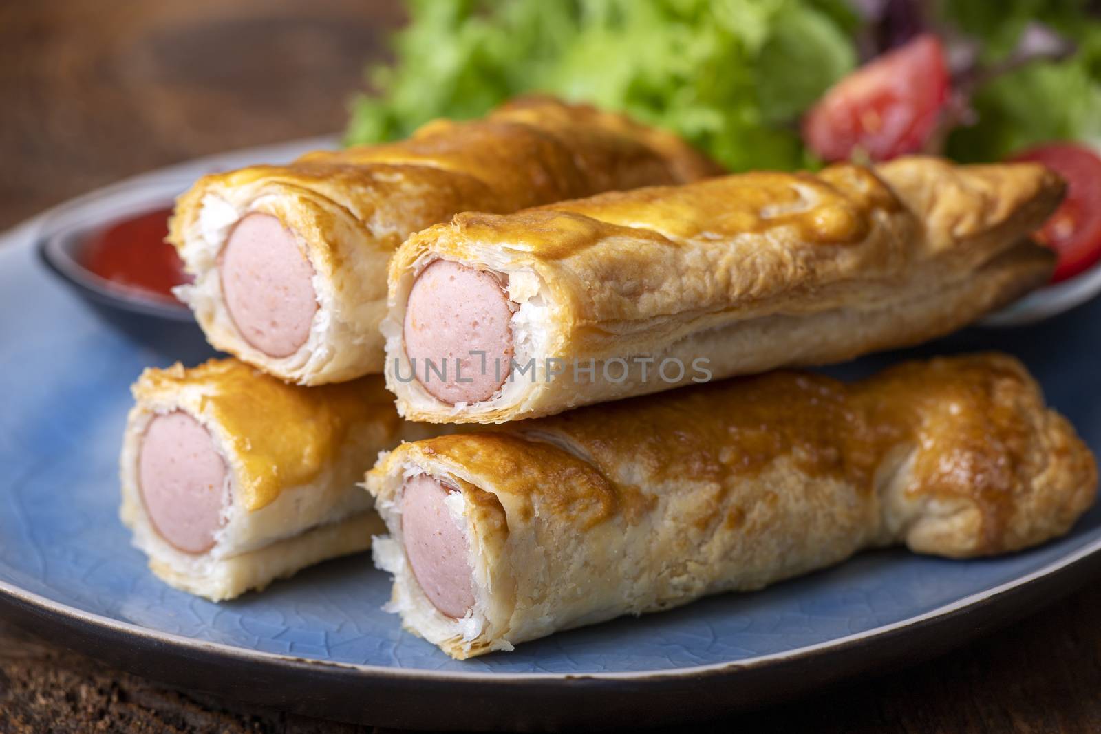 frankfurters in puff pastry on a plate