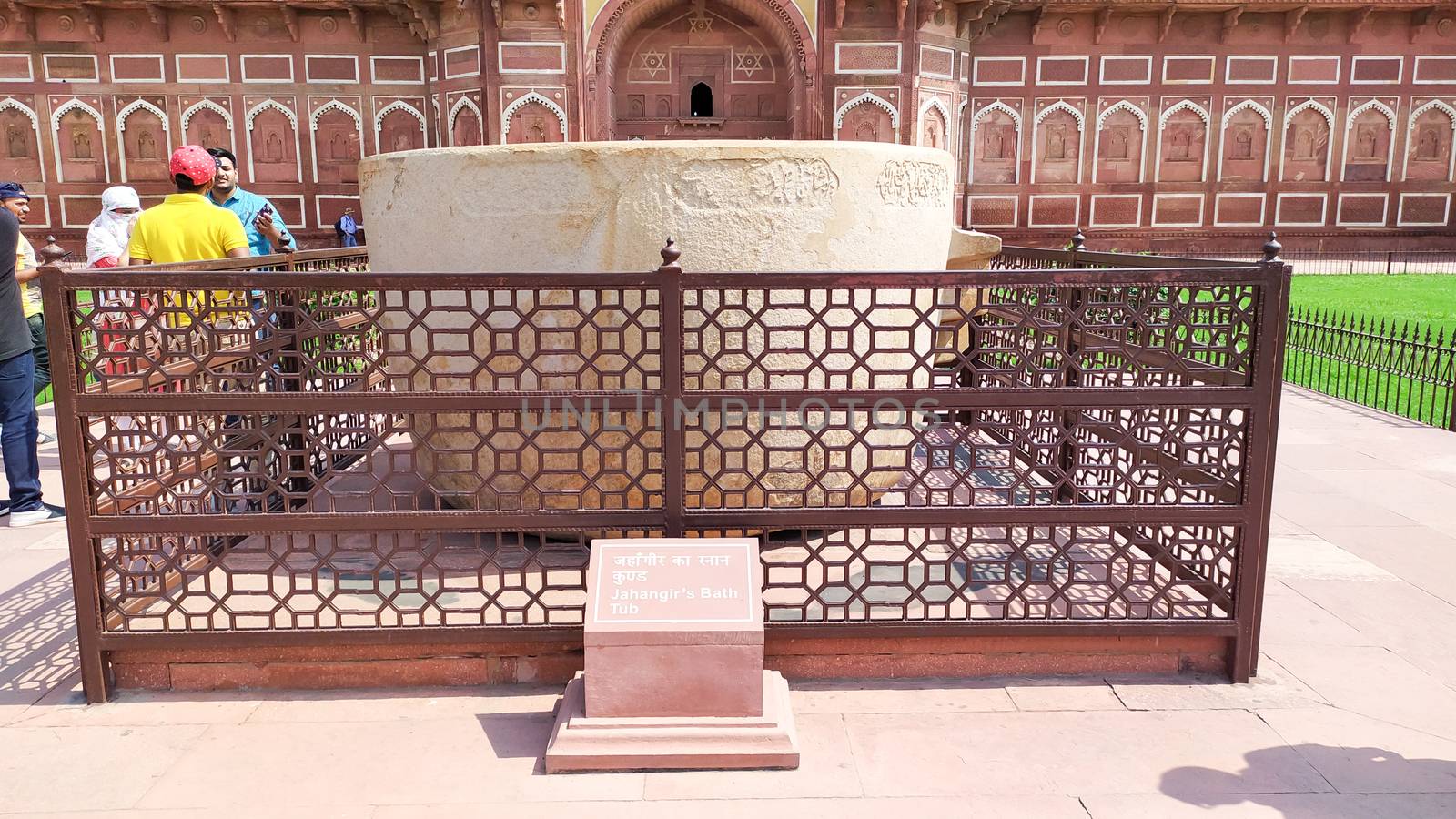 Jahangir bath tab in Orchha agra fort Jahangir Mahal a pink sandstone fortification Palace of moghuls emperor Mahal-e-Jahangir a citadel and garrison n unesco ancient heritage site Agra India May 2019