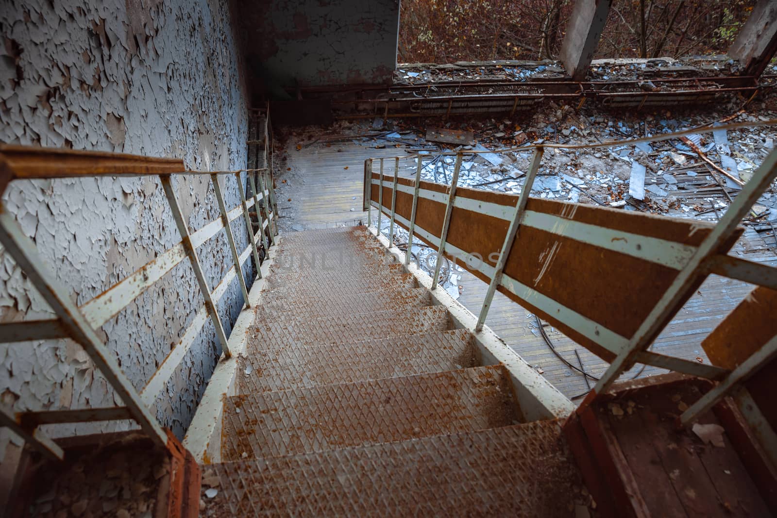 Old Abandoned staircase angle shot