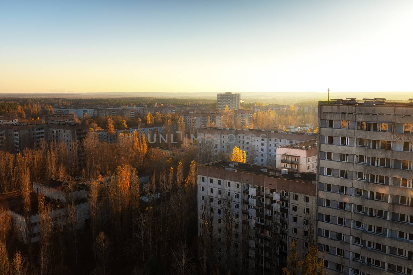 An Abandoned cityscape in Pripyat, Chernobyl Exclusion Zone 2019