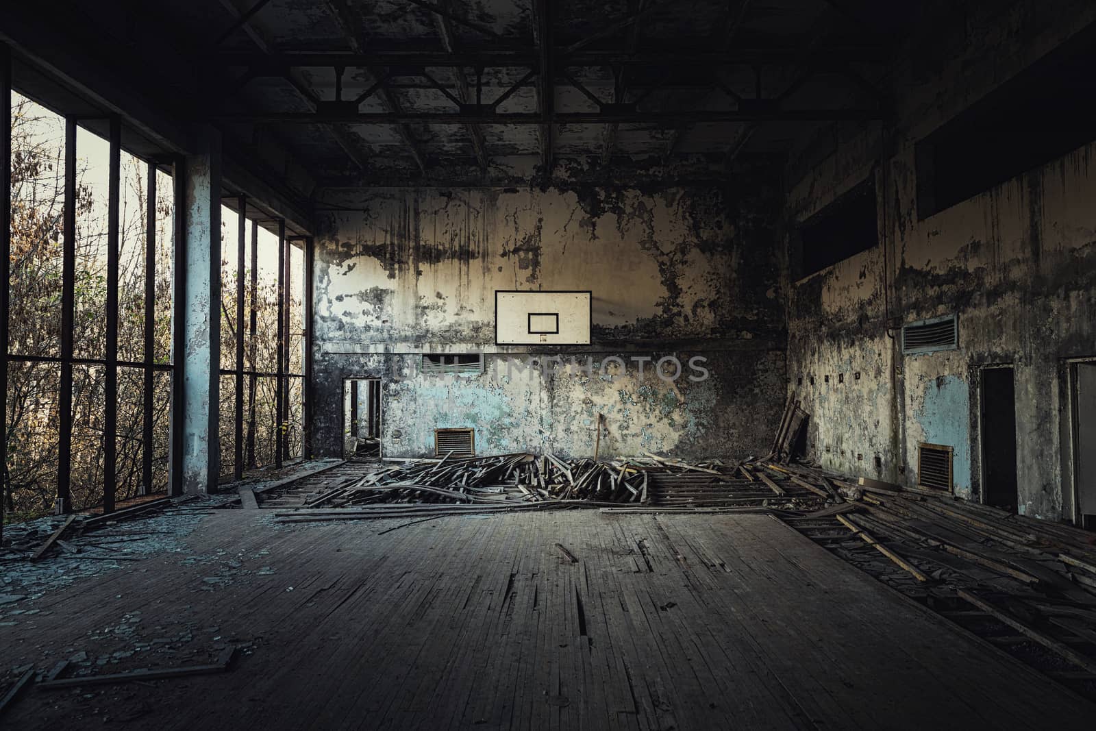 Abandoned sport room in Pripyat city, Chernobyl Exclusion Zone 2019 by svedoliver