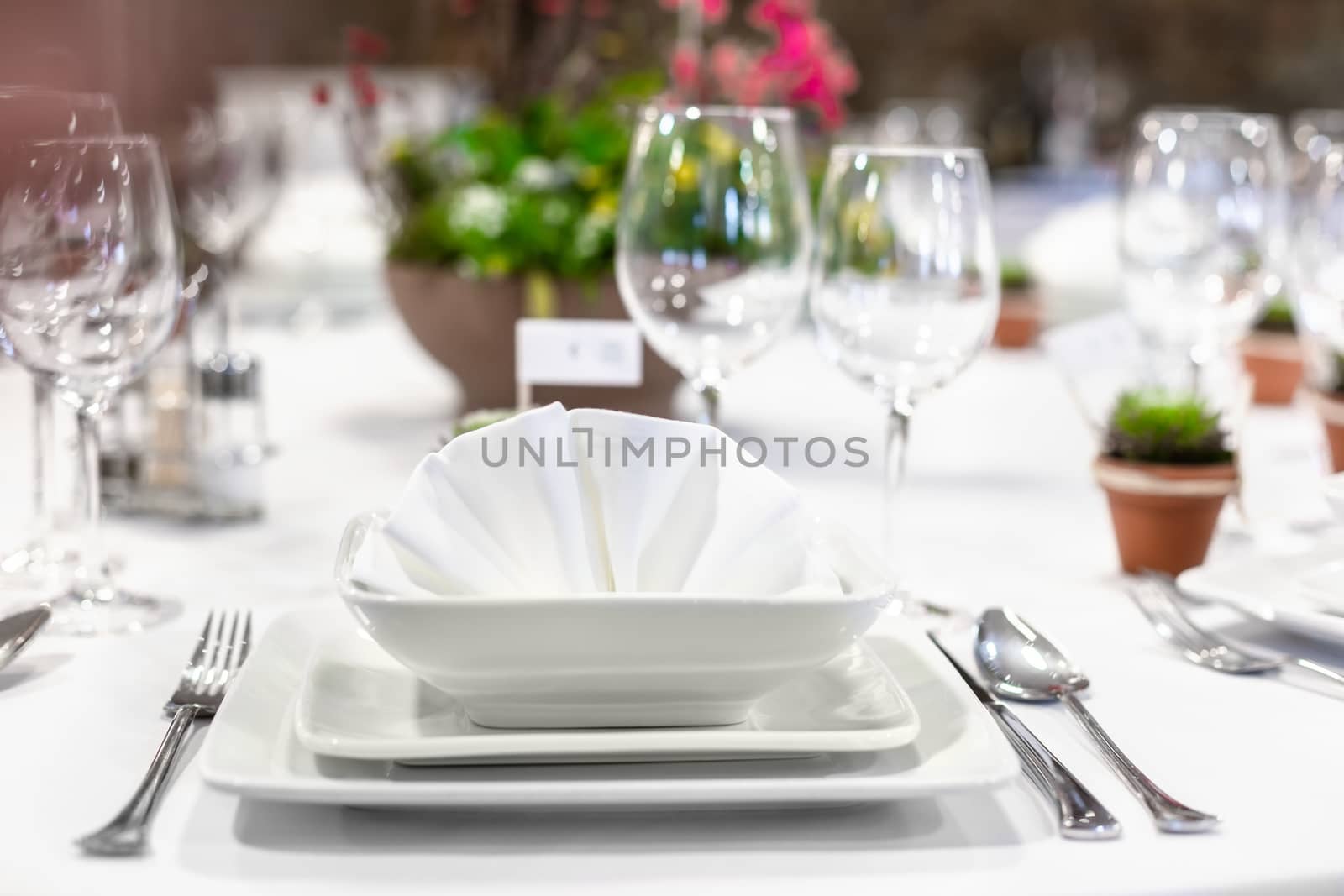 Close up of a table at the dining hall