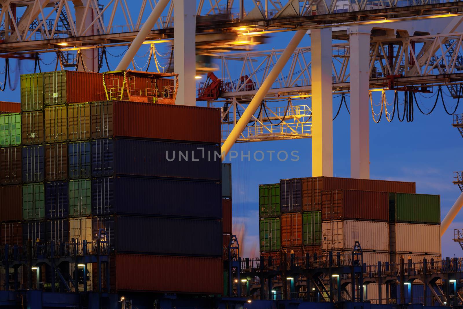 Large industrial port with cranes and cargo containers by svedoliver