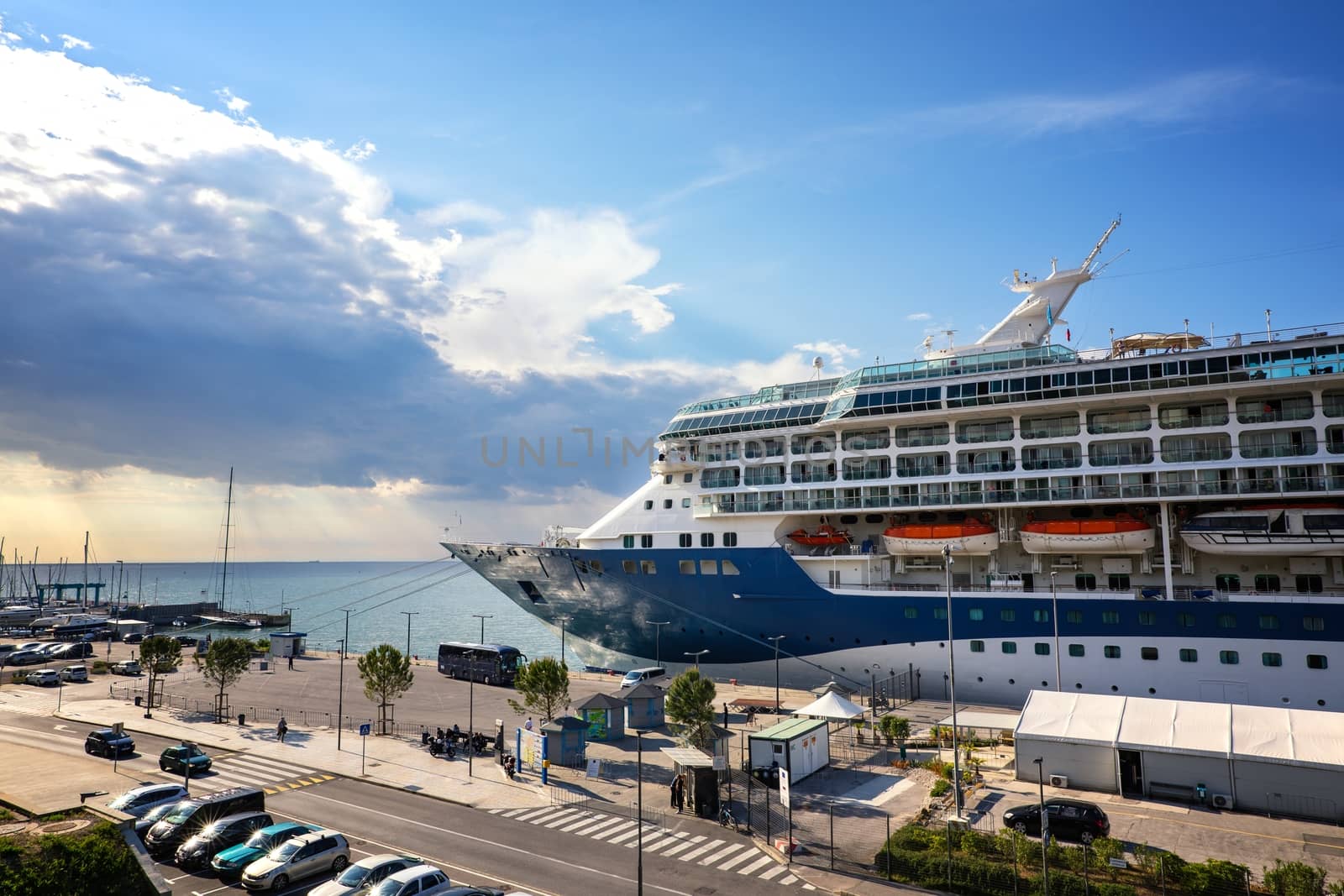 Large cruise ship anchored at the port by svedoliver