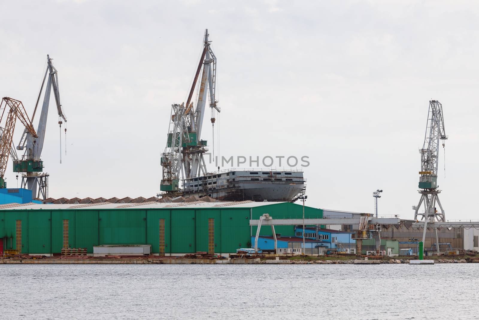 Large shipyard near the coast in Croatia