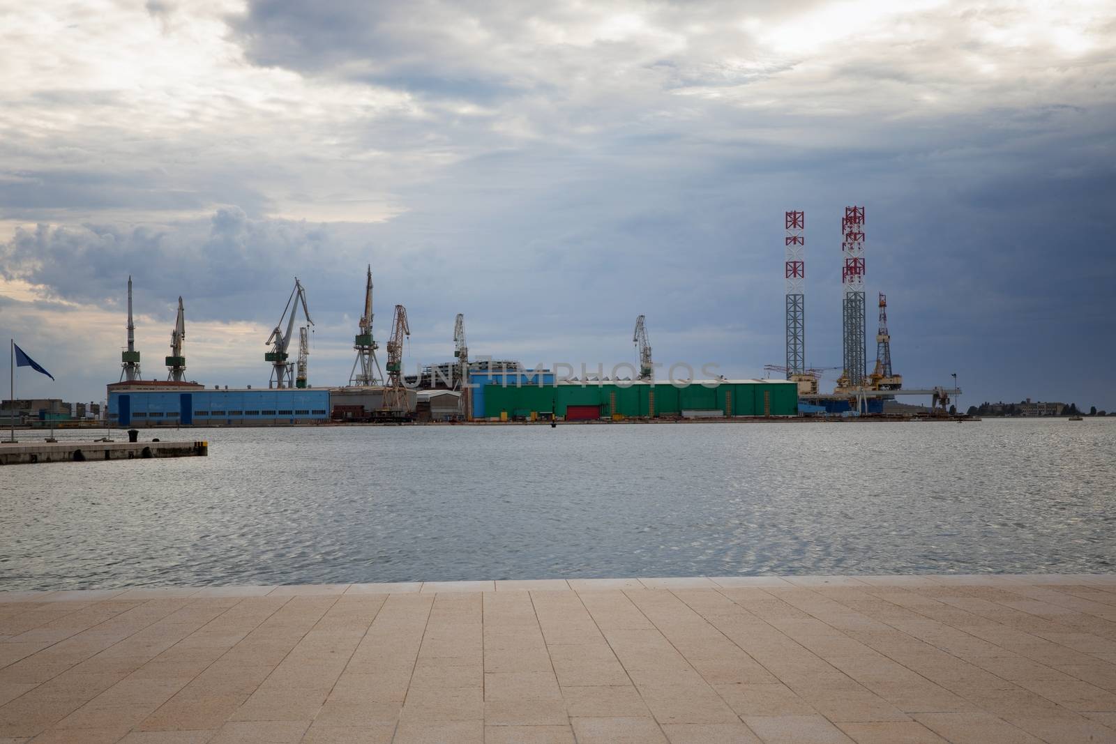 Large shipyard near the coast in Croatia