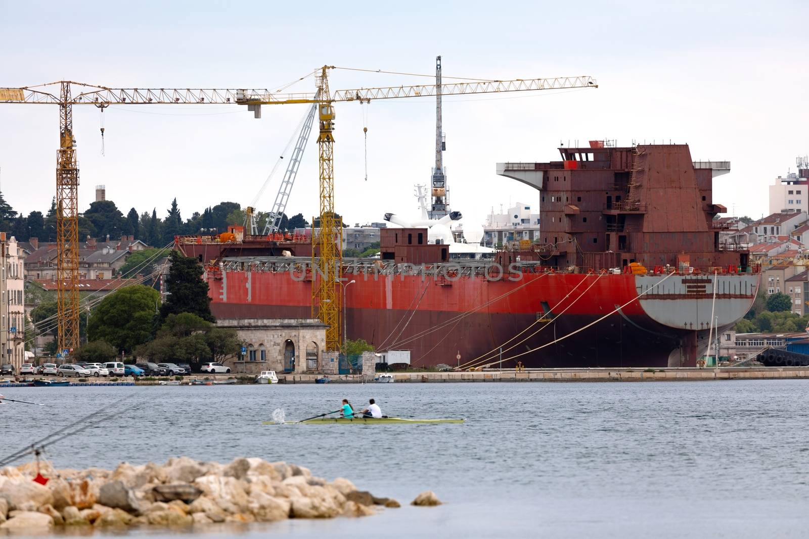 Large shipyard near the coast in Croatia