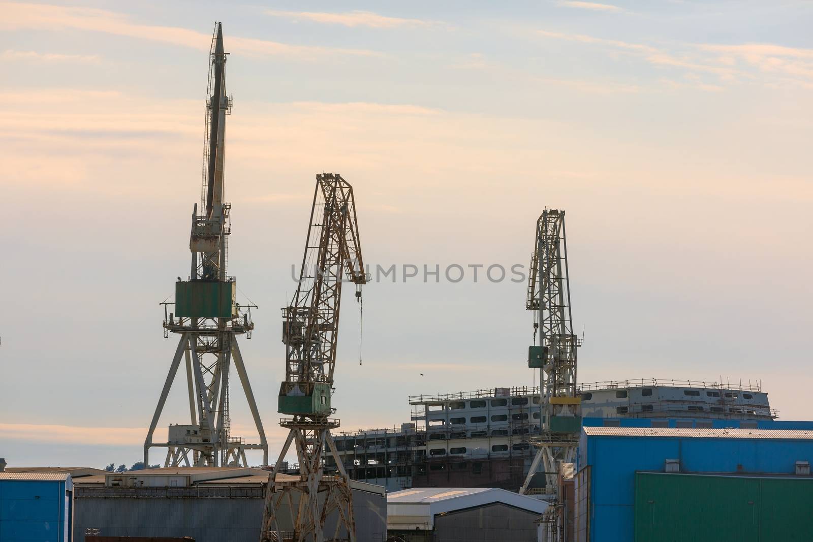 Large shipyard near the coast in Croatia