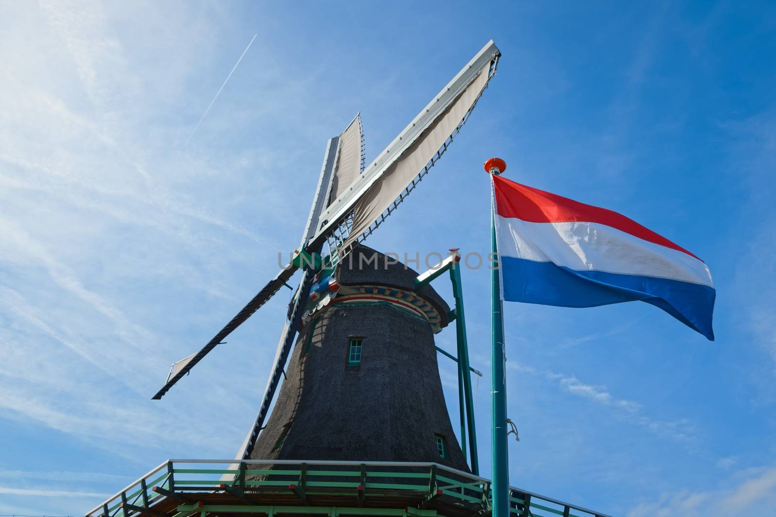 Dutch windmills in Netherlands close up footage