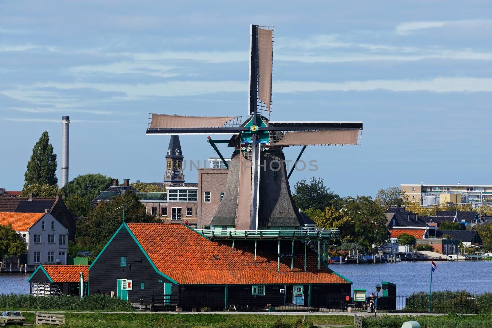 Dutch windmills in Netherlands close up footage