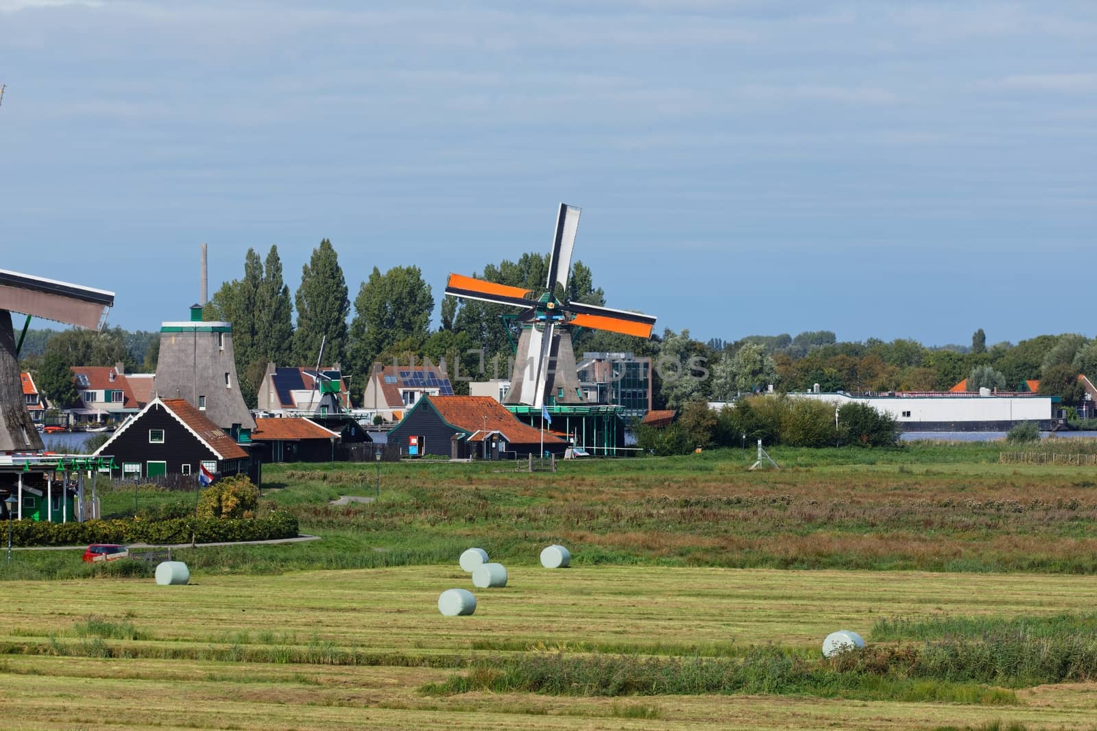 Dutch windmills in Netherlands close up footage