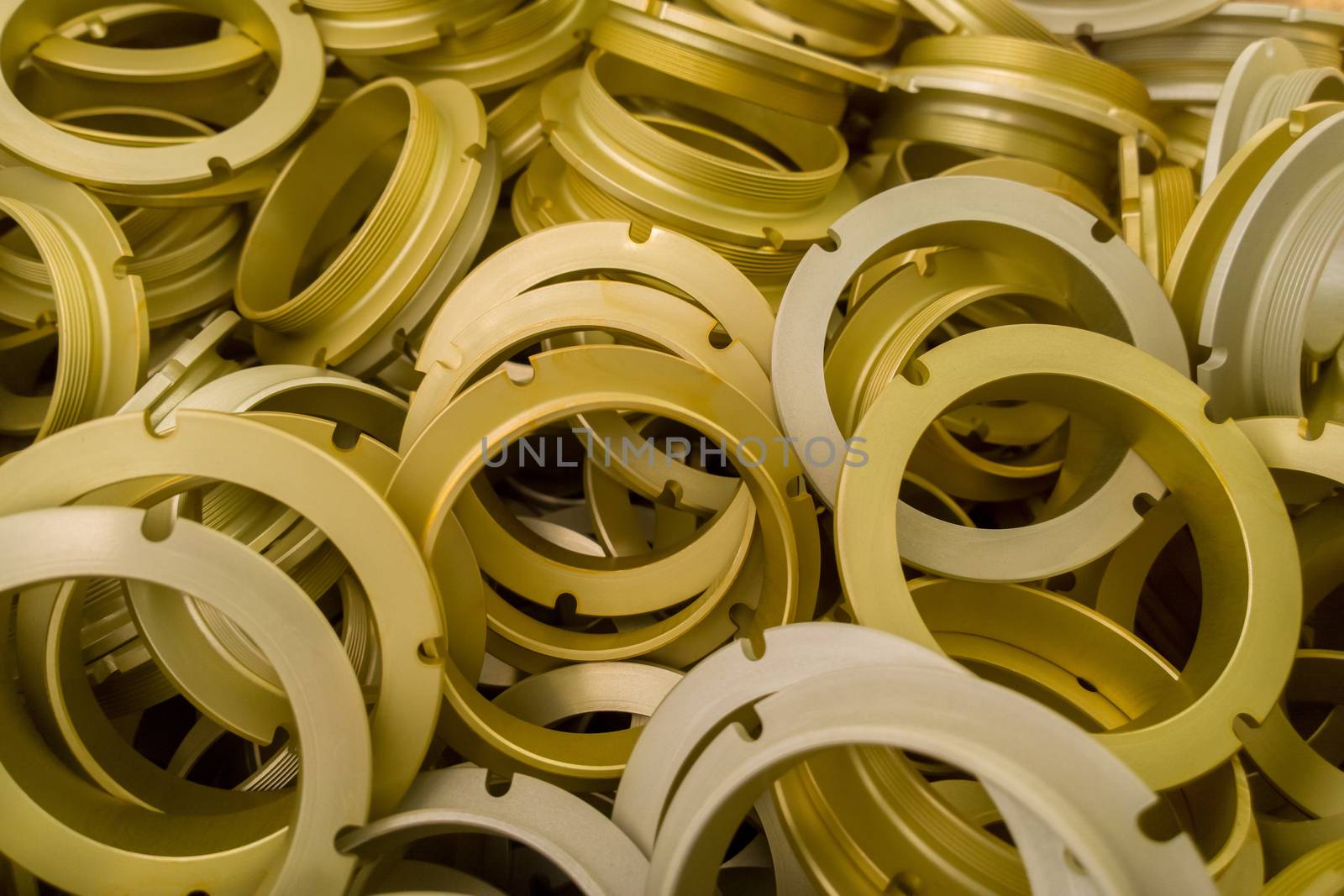a batch of sulfur oxidated anodized aluminium parts.