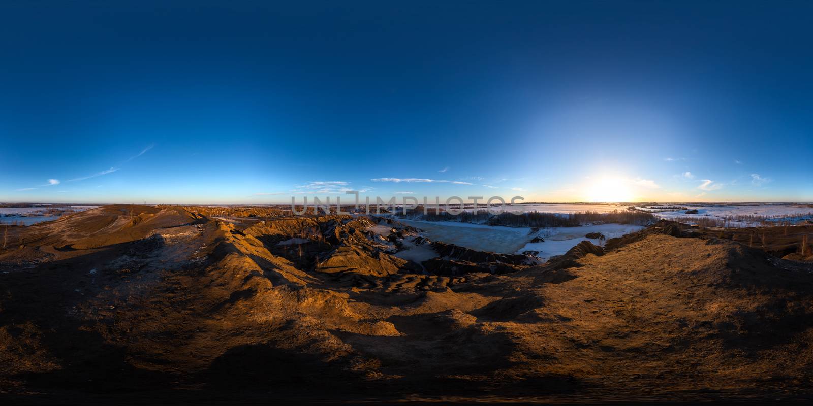 clay hills quarry at sprig sunset spherical 360 degree panorama in equirectangular projection by z1b