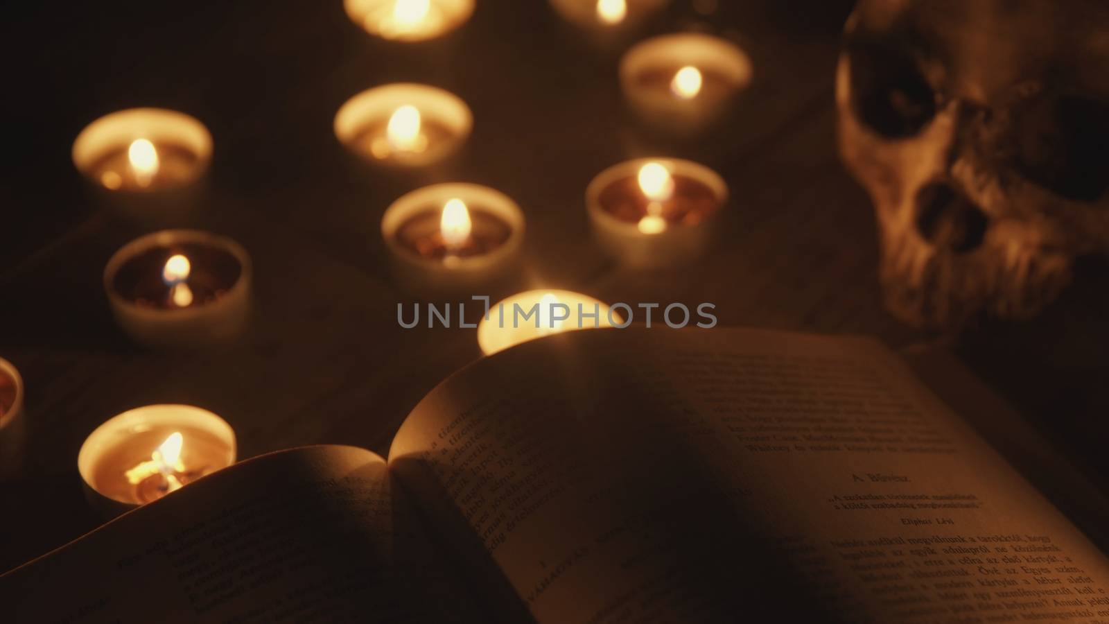 Altar with magical grimoire closeup photo by svedoliver