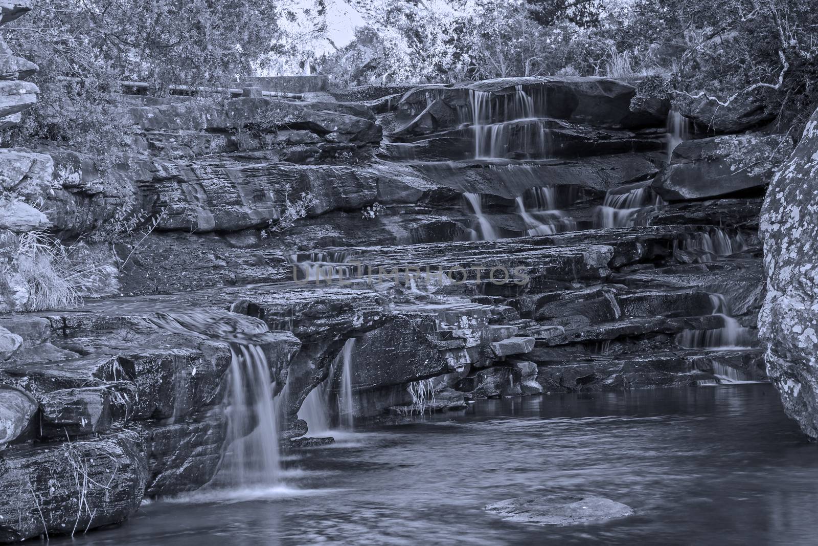 The Cascades is a series of small waterfalls in the Mahai River in Royal Natal National Park. Drakensberg. South Africa