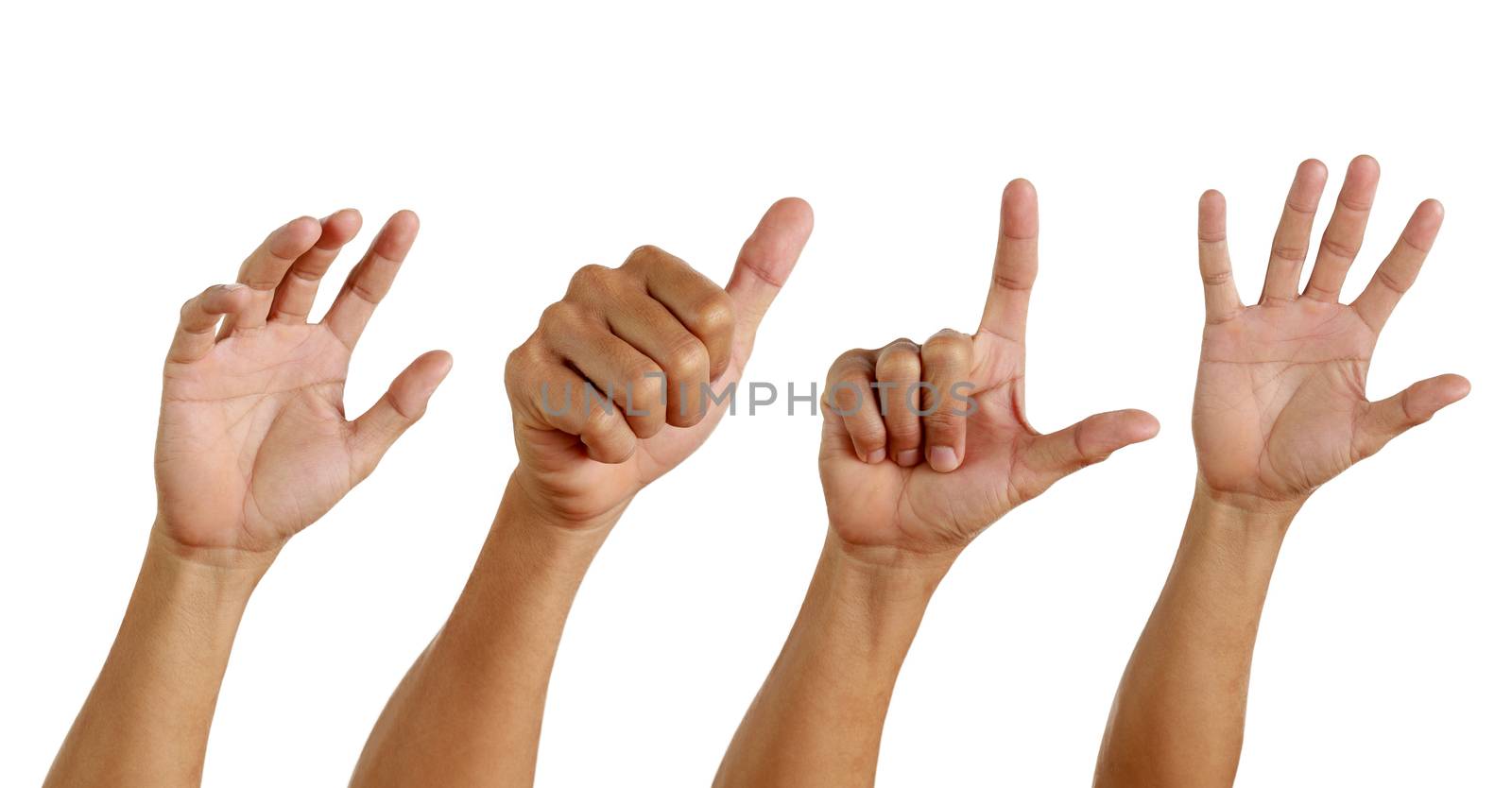 Set of hand man show symbol isolated on white background