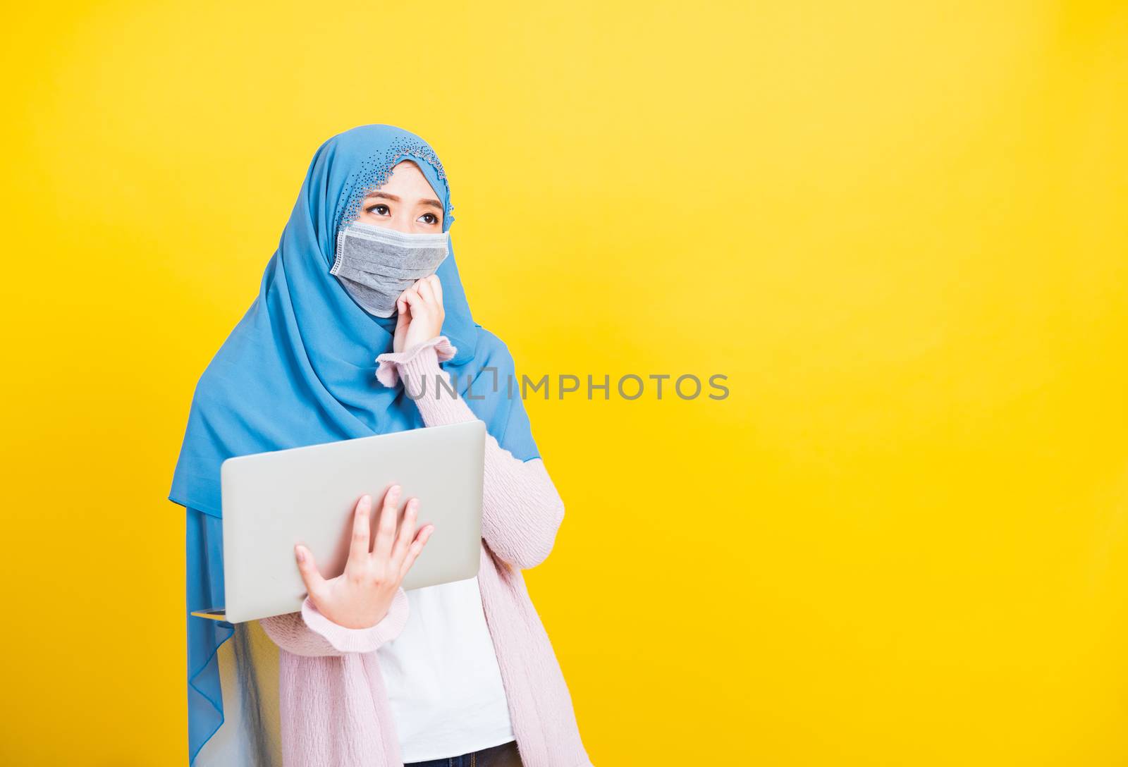 Asian Muslim Arab young woman Islam religious wear veil hijab an by Sorapop
