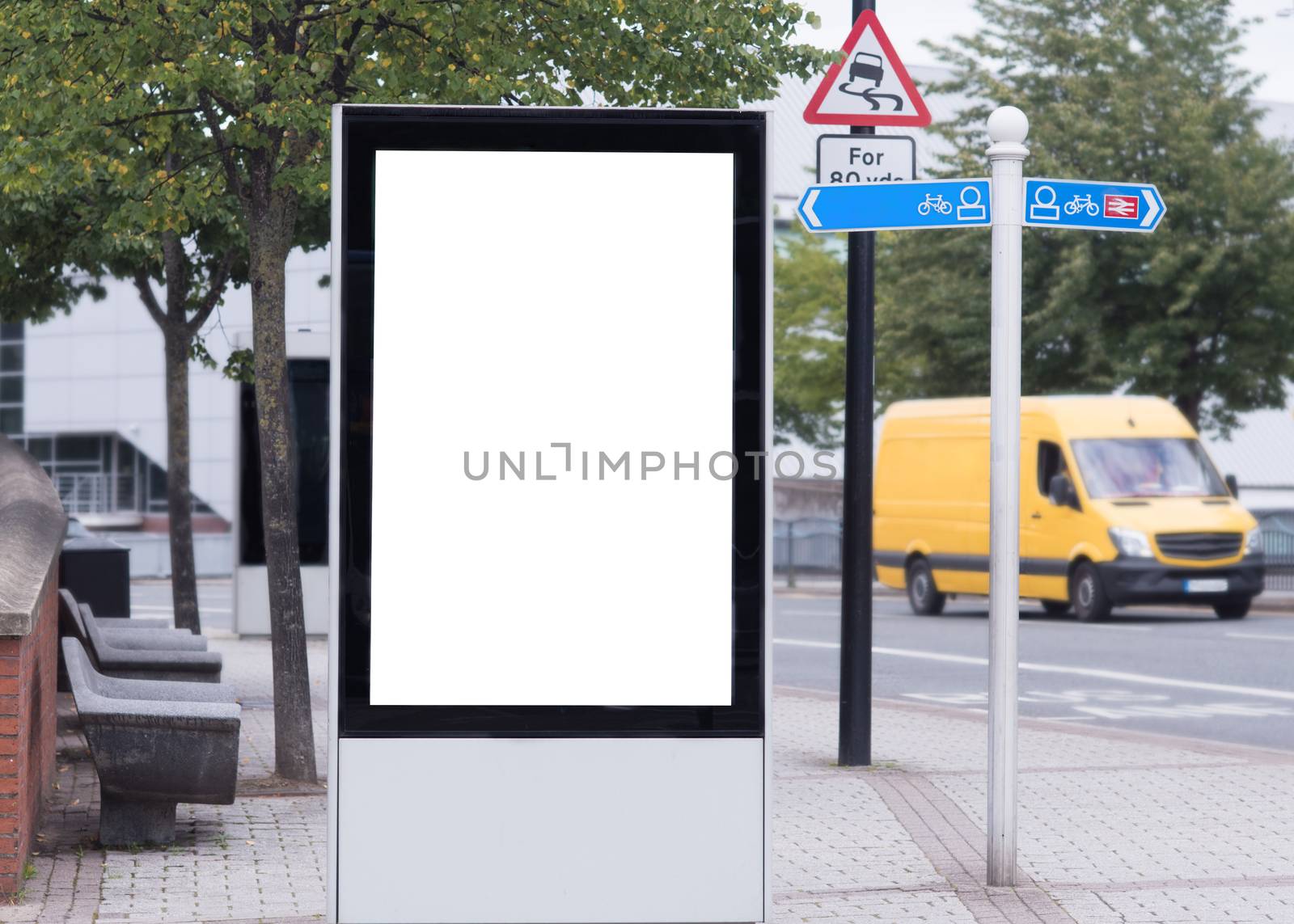 Blank or mockup advertising billboard on the street in city
