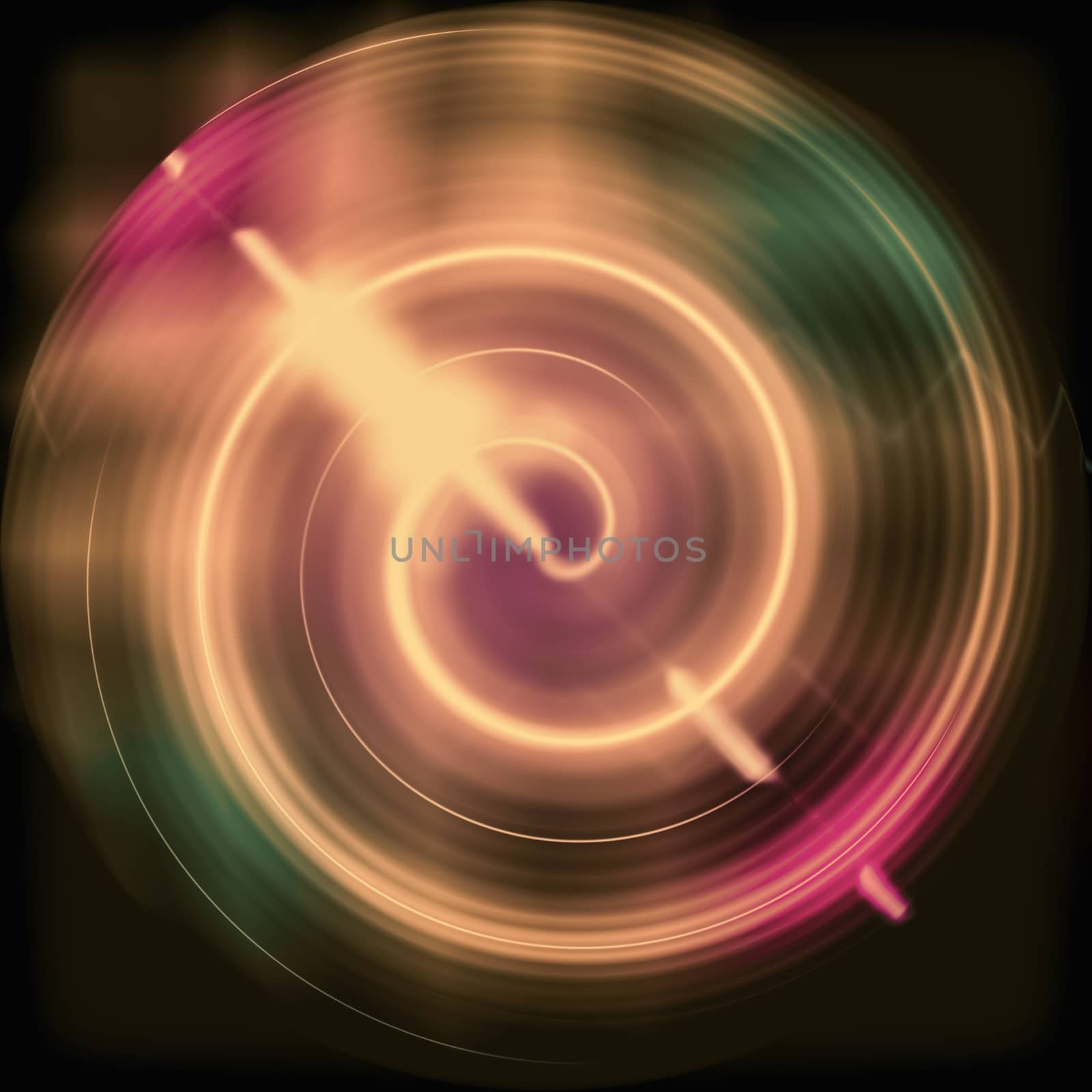 Abstract background image in the form of a spiral of bright neon colors on a black background.