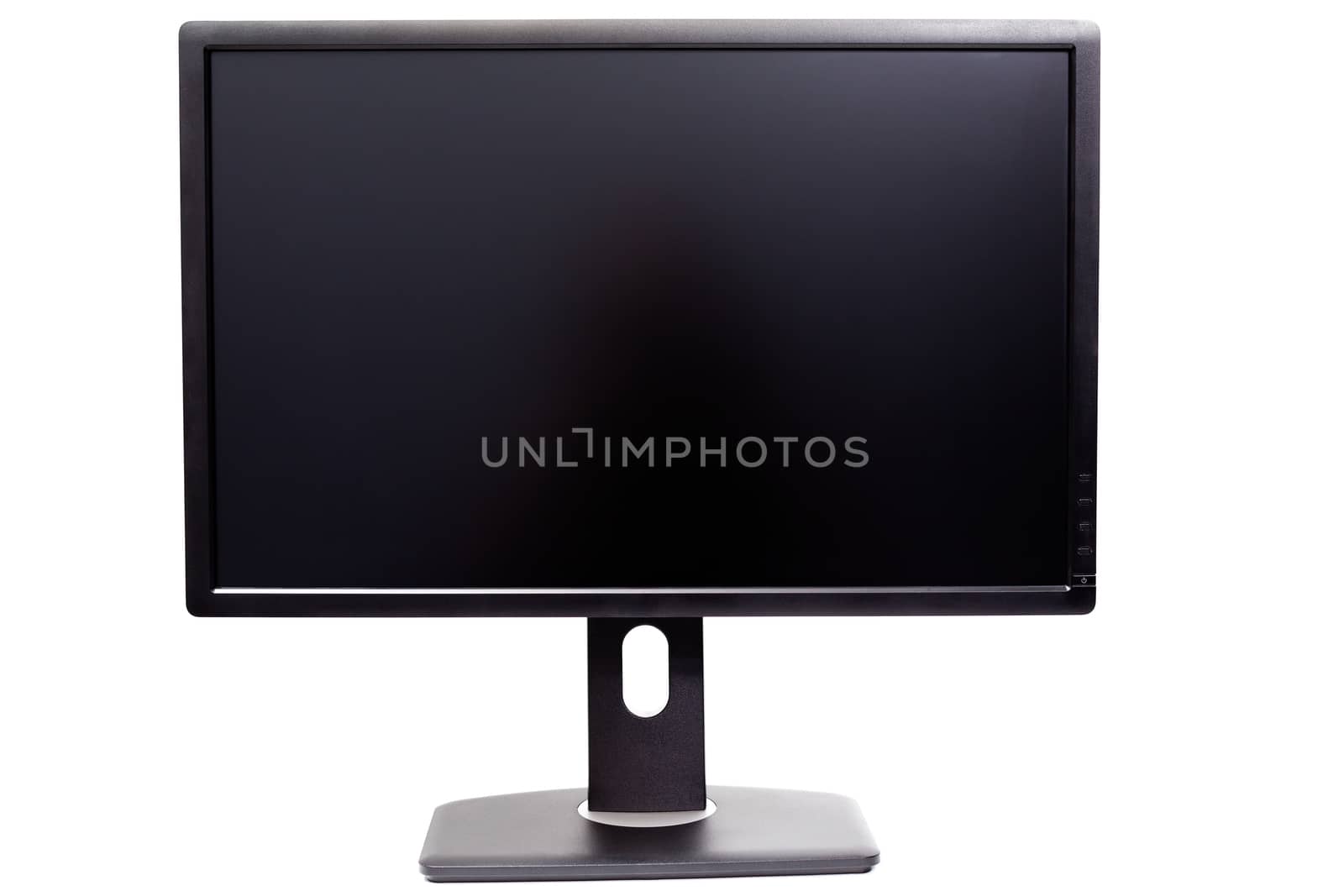 black IPS WUXGA monitor isolated on white background.