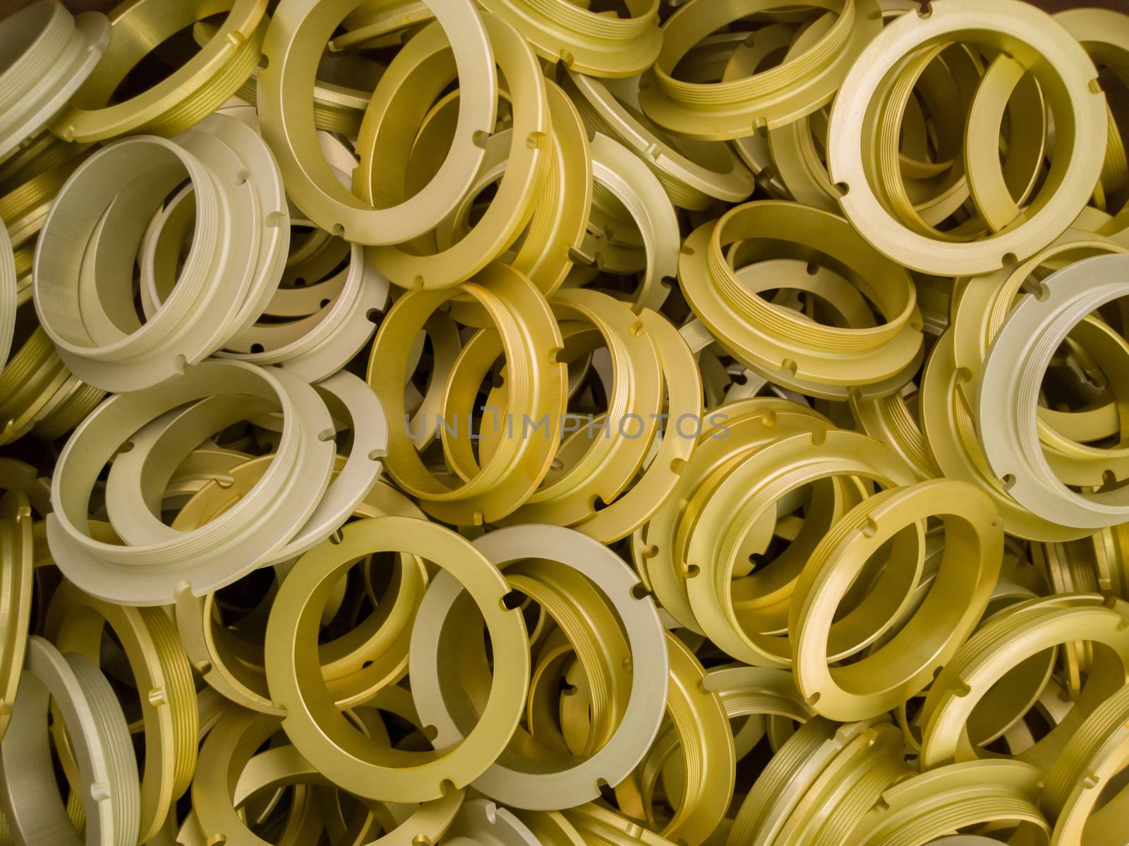 a batch of sulfur oxidated anodized aluminium parts.