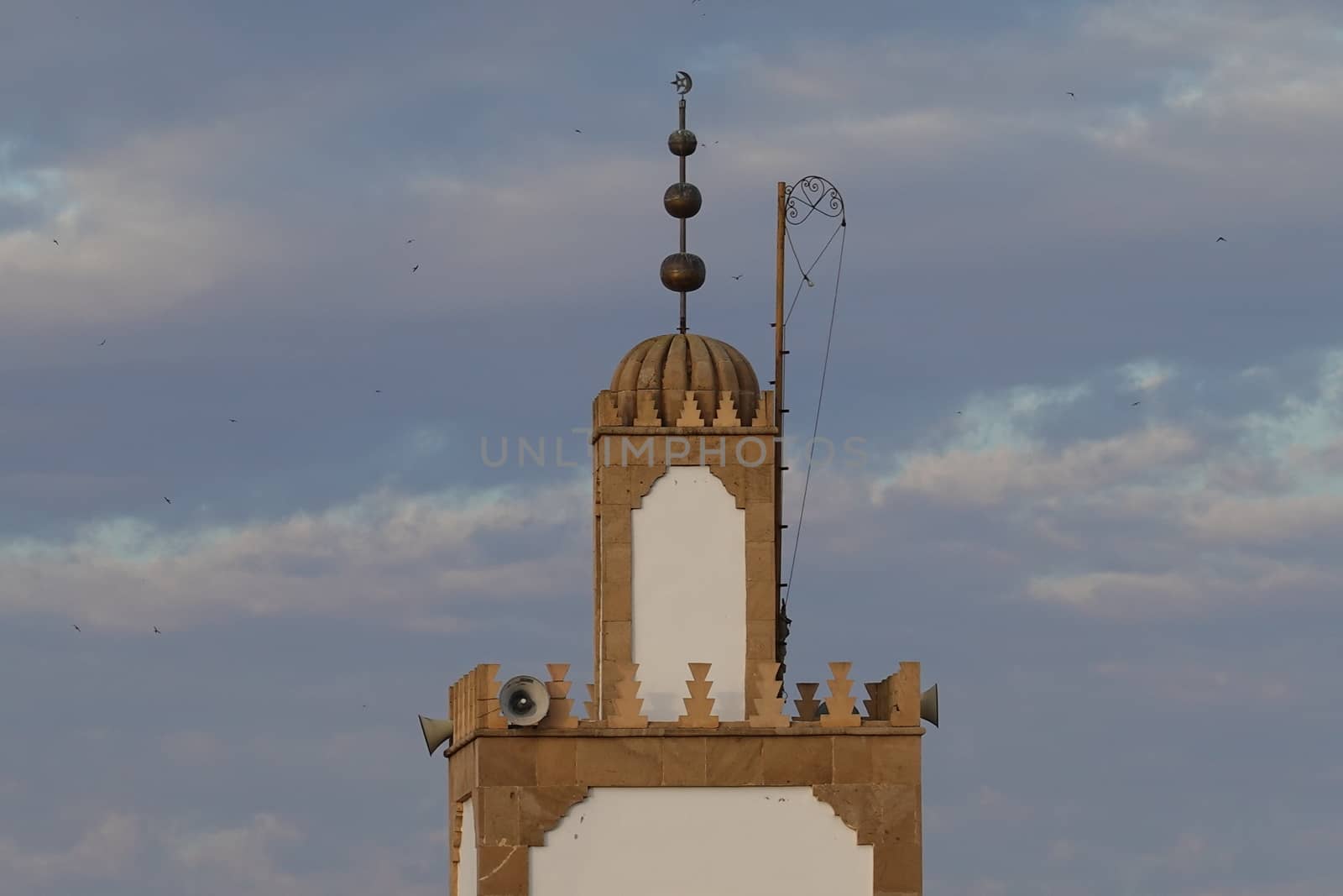 islam mosk tower in the blue sky by devoxer