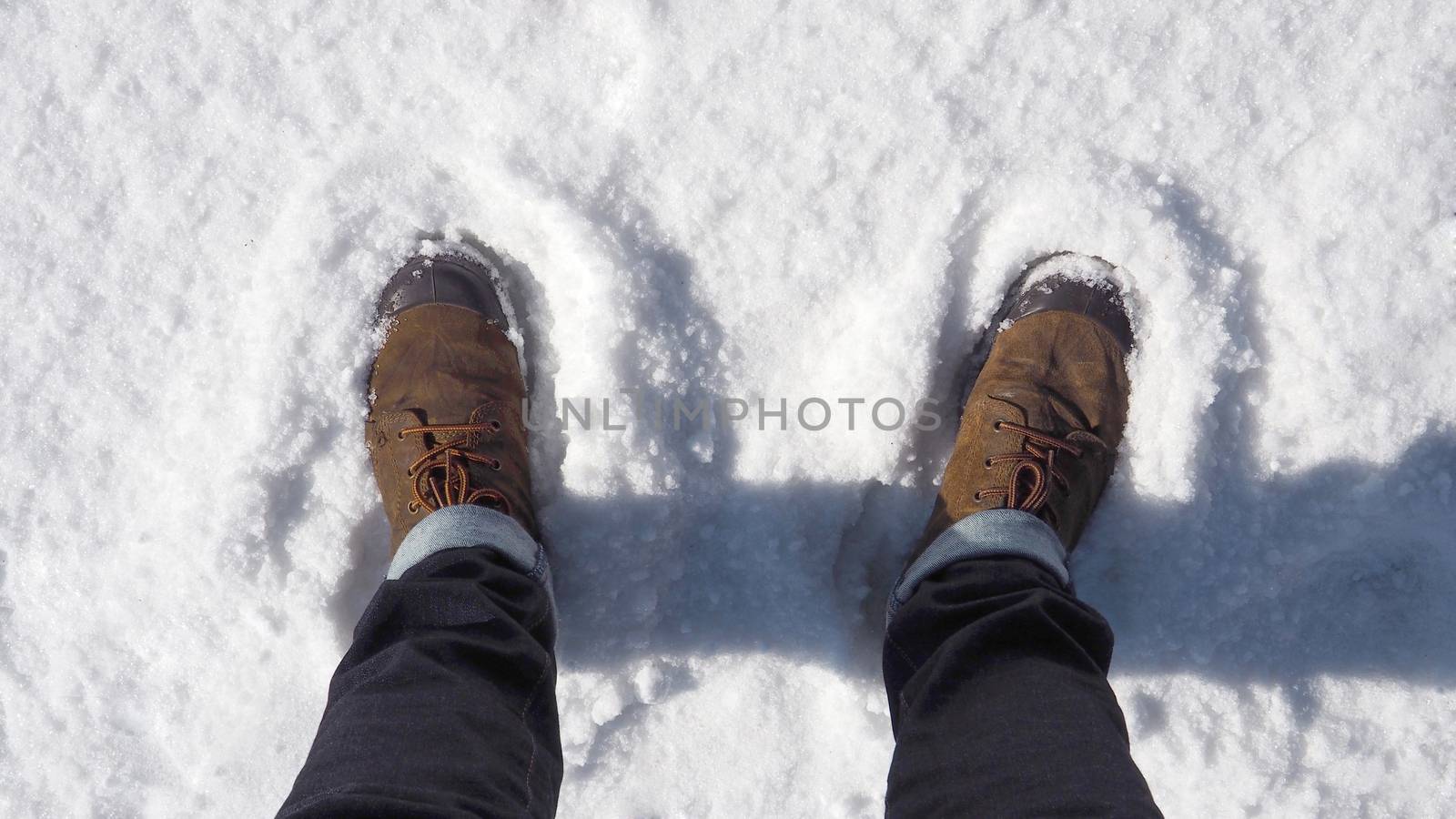 Man brown leather suede boot shoe. by gnepphoto