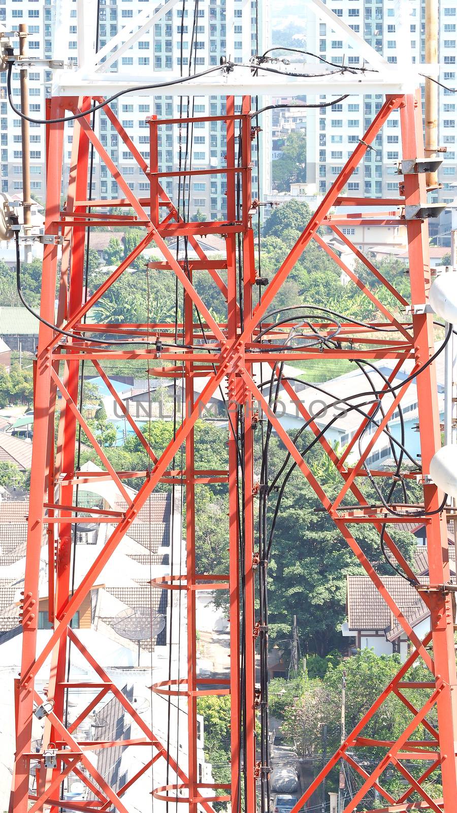 Telecom tower closeup. by gnepphoto
