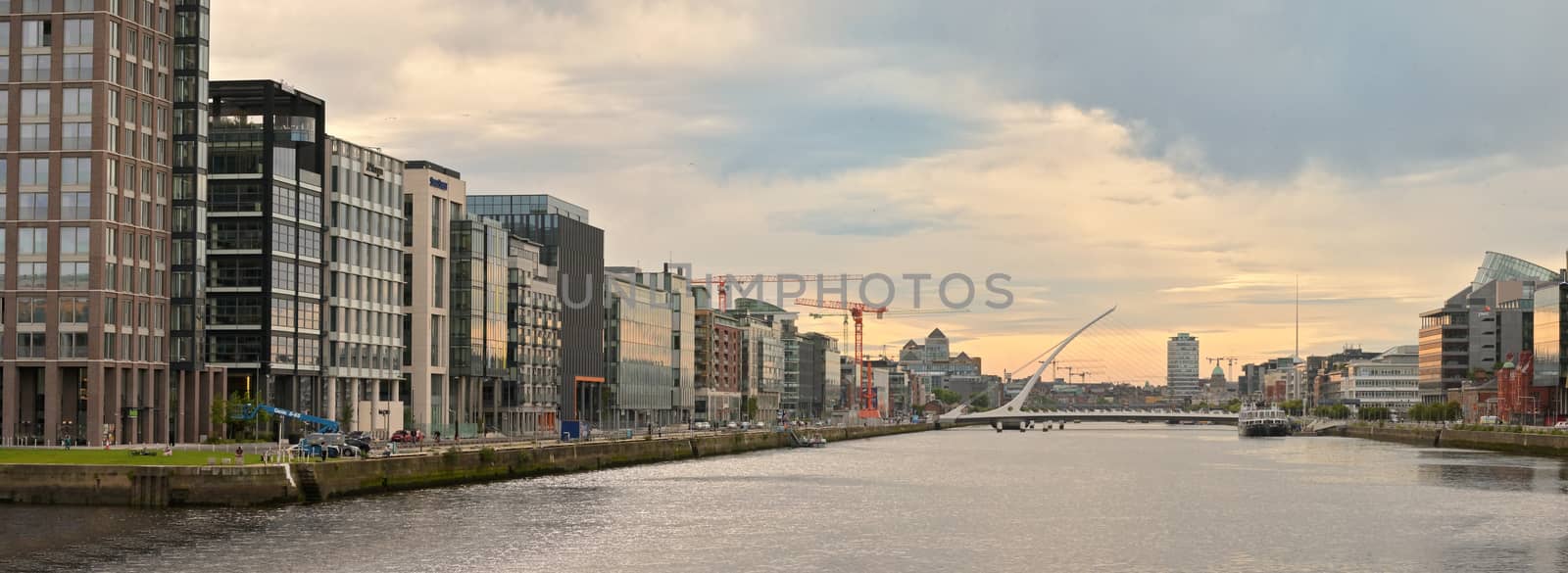 Dublin, Ireland - July 30, 2020 Samuel Beckett Bridge over the R by jordachelr