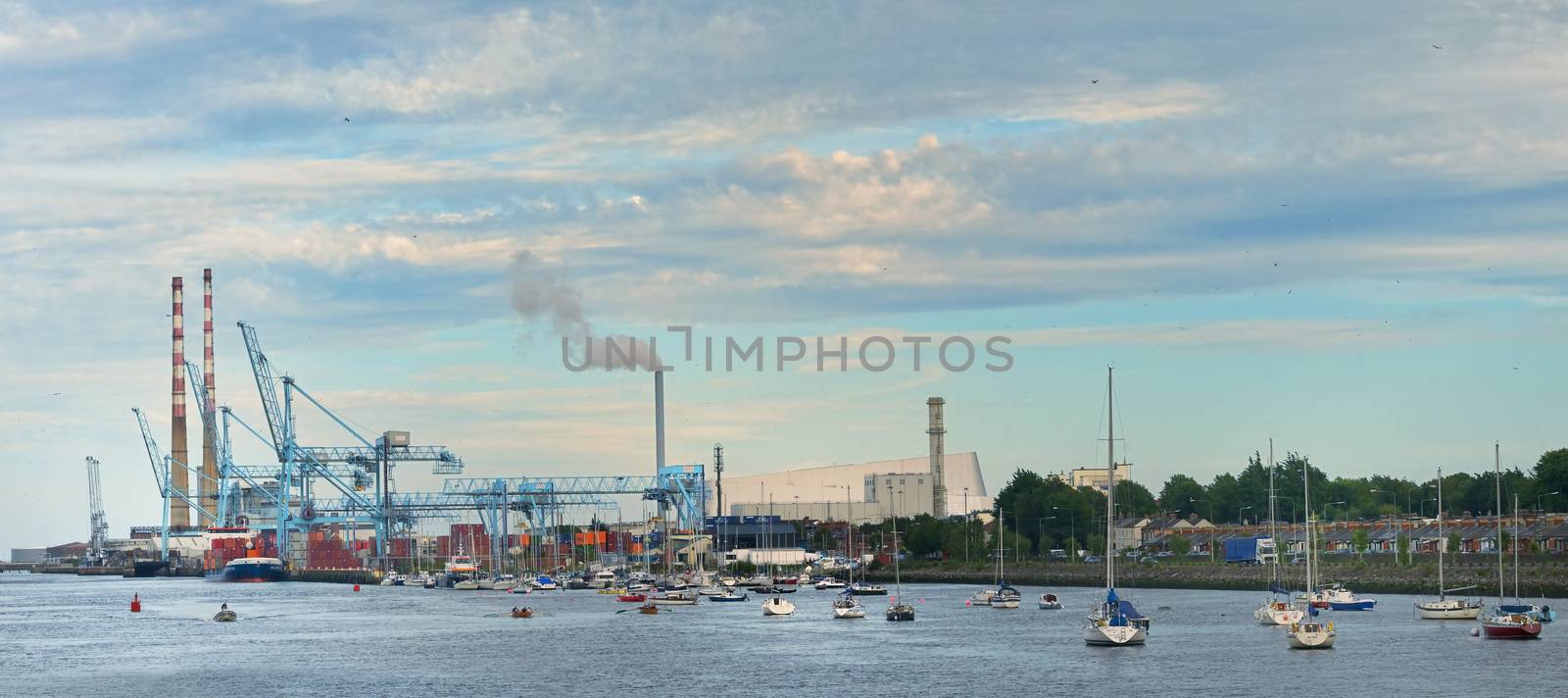 Dublin, Ireland - July 30, 2020 Poolbeg Power Station In The Harbour Producing