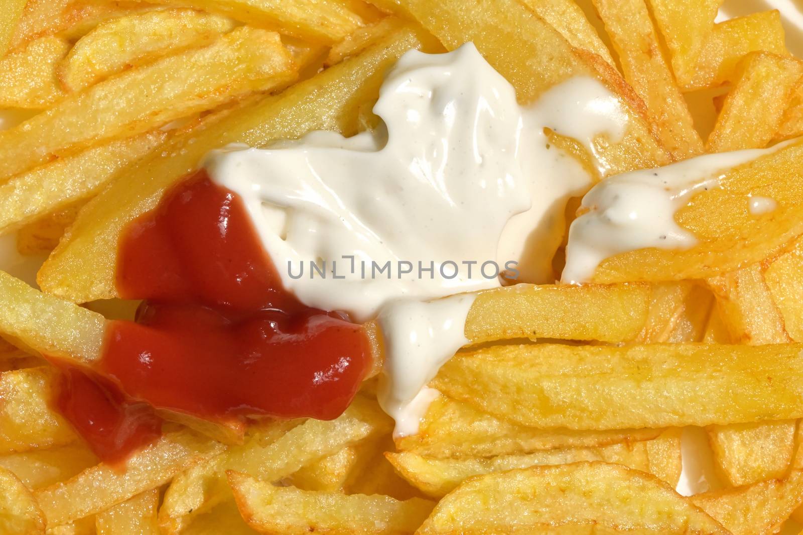 French Fries and Tomato, White Sauce, Mayonnaise