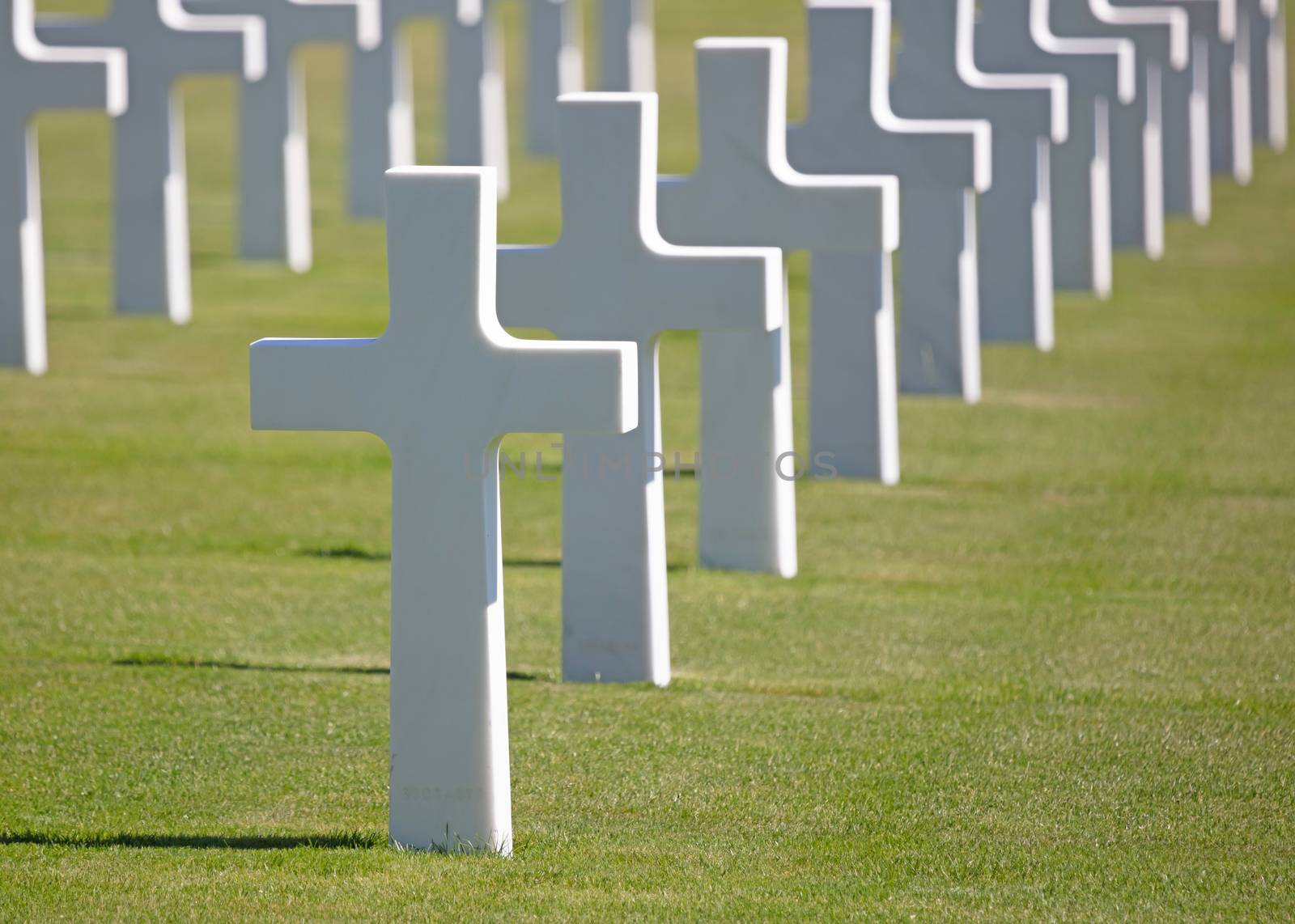 Rows of graves in the American mlitary cemetary in Luxembourg