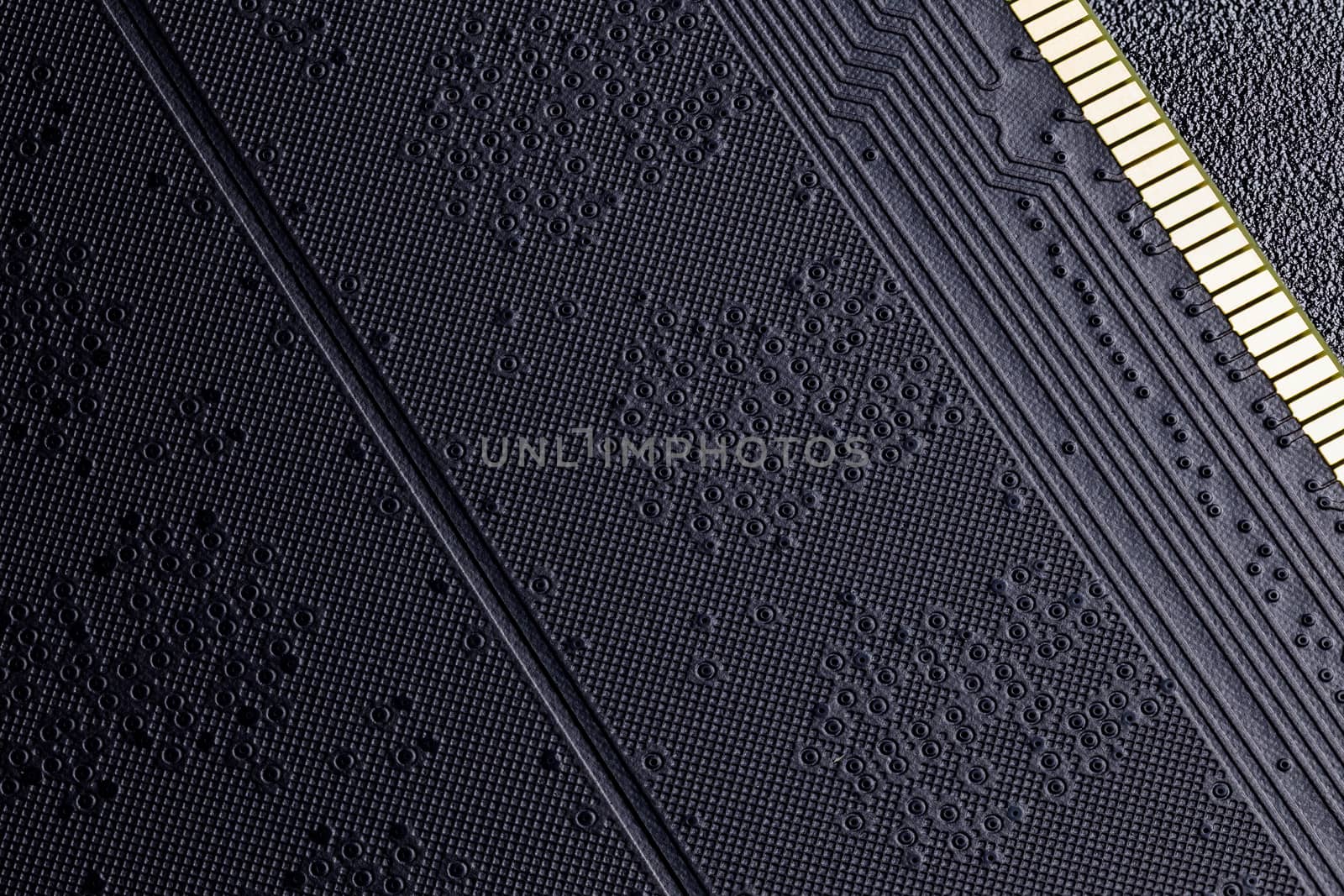 back side of black ram modules abstract black surface background.