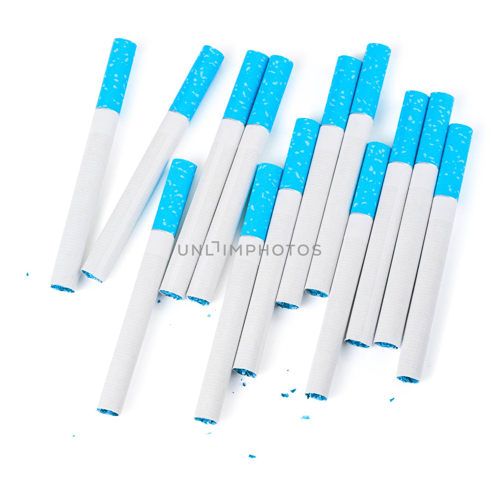 blue filter cigarettes isolated on white background by z1b