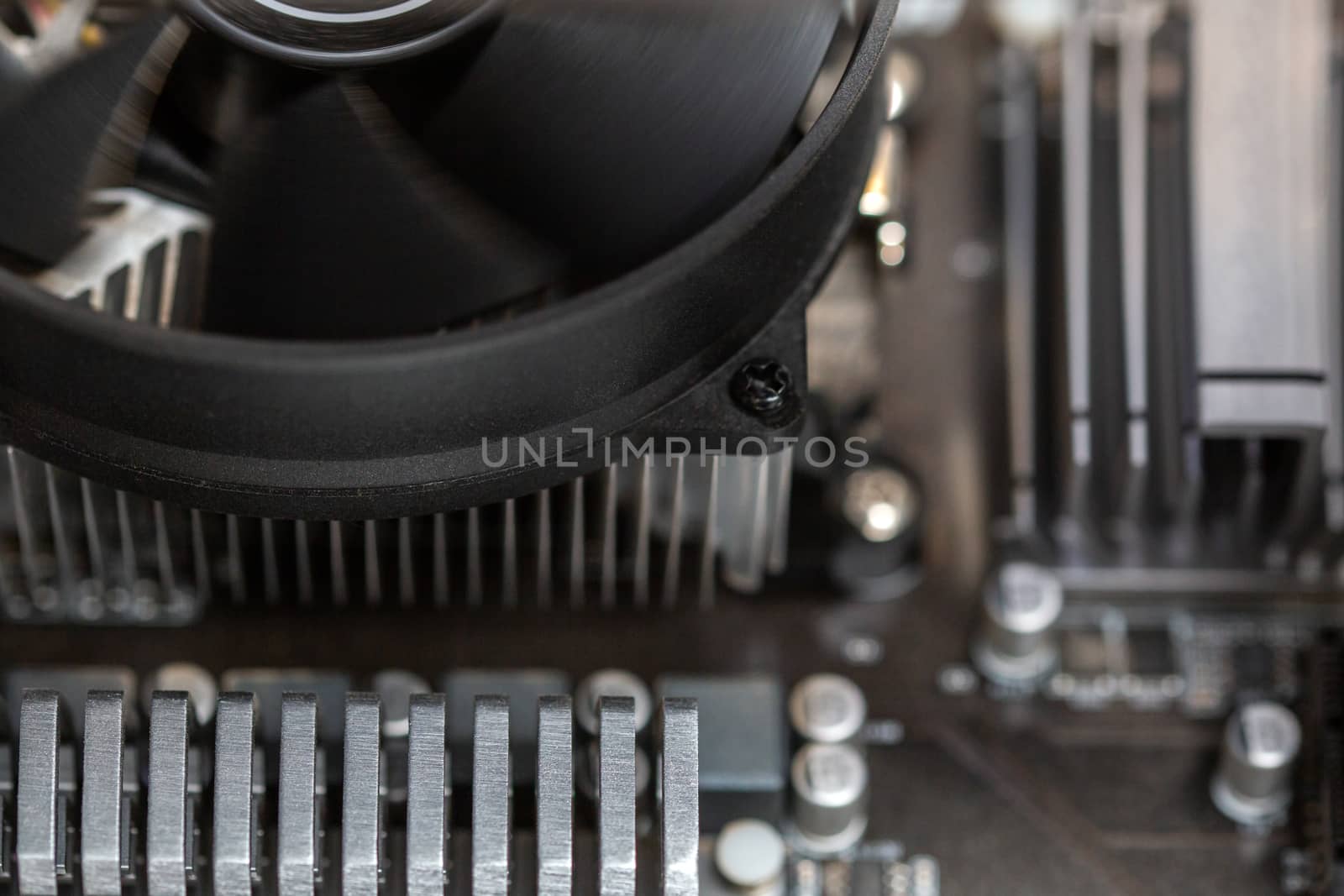 bastract dark pc hardware closeup background with selective focus