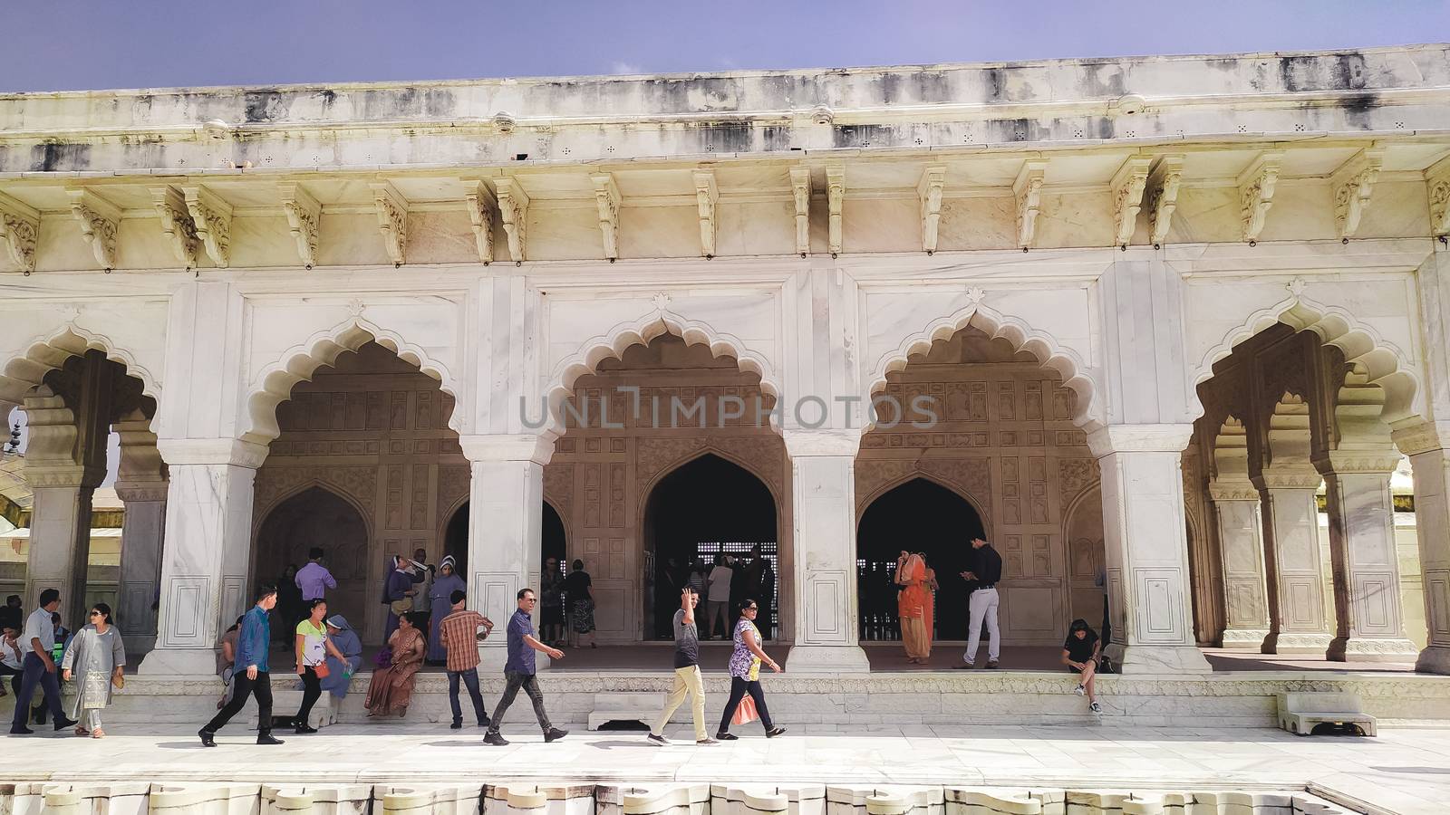 Inside view Taj Mahal Tomb mausoleum, a white marble of Mughal emperor Shah Jahan in memory of his wife Mumtaj. Taj Mahal is jewel of Muslim art and a masterpieces of world heritage. Agra, India South Asia Pac May 2019 by sudiptabhowmick