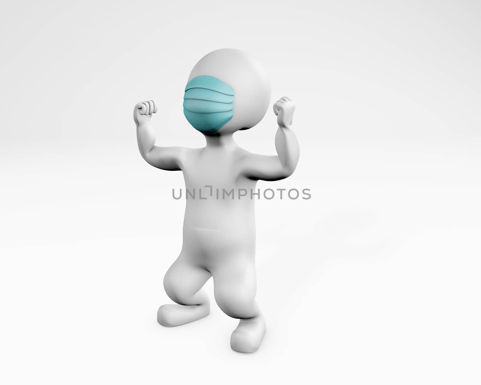 Man with a mask feeling strong or successful 3d rendering by F1b0nacci
