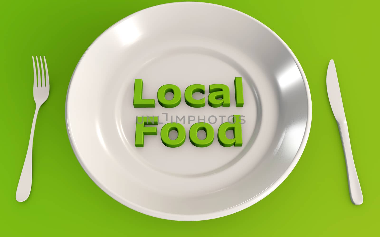 Local Food concept on a plate 3d rendering by F1b0nacci