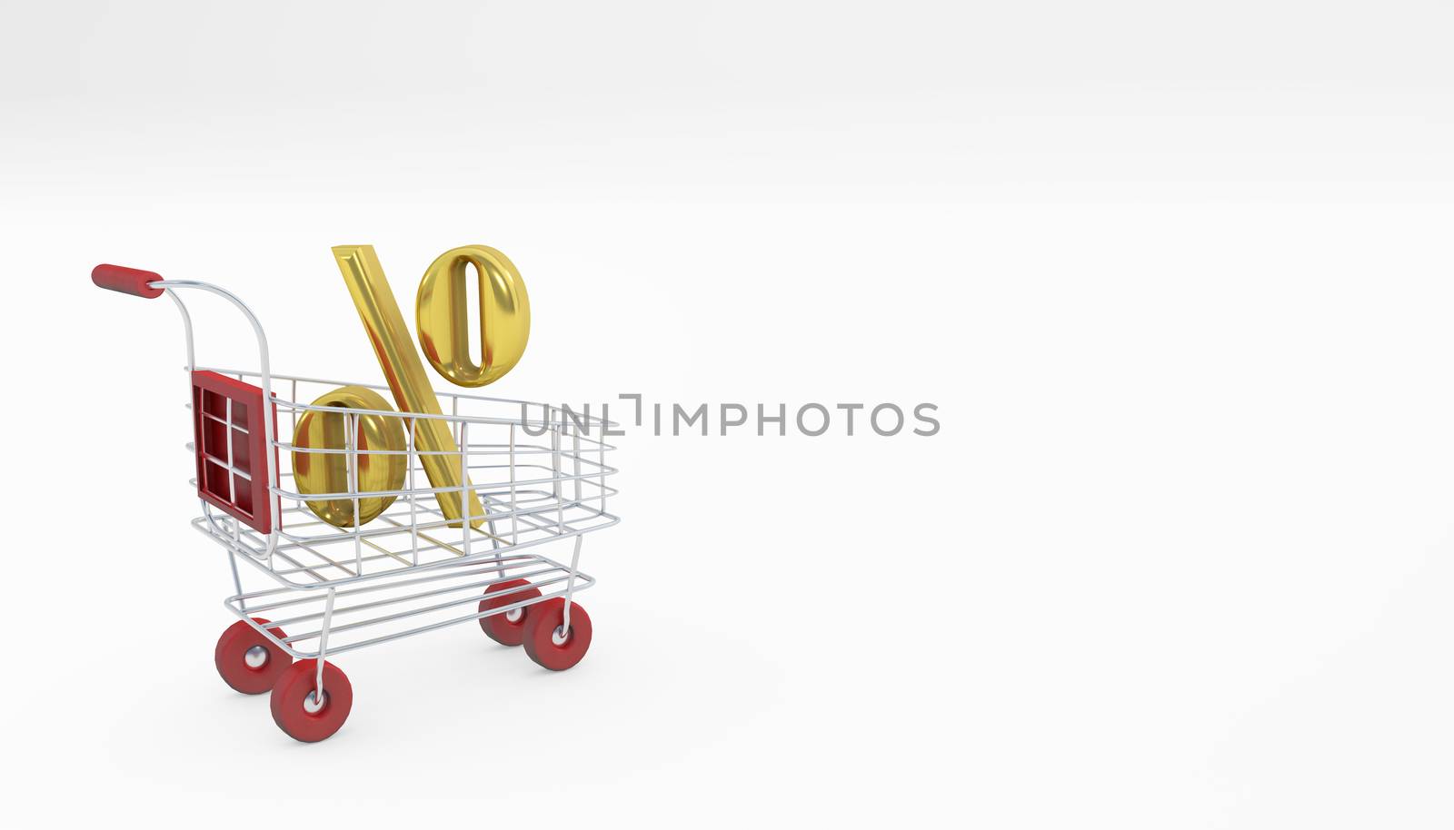 Shopping Cart isolated golden promo discount concept 3d renderin by F1b0nacci