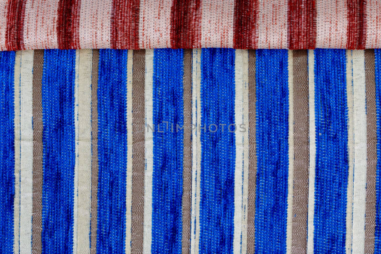 striped synthetic woven upholstery fabric close-up texture and background